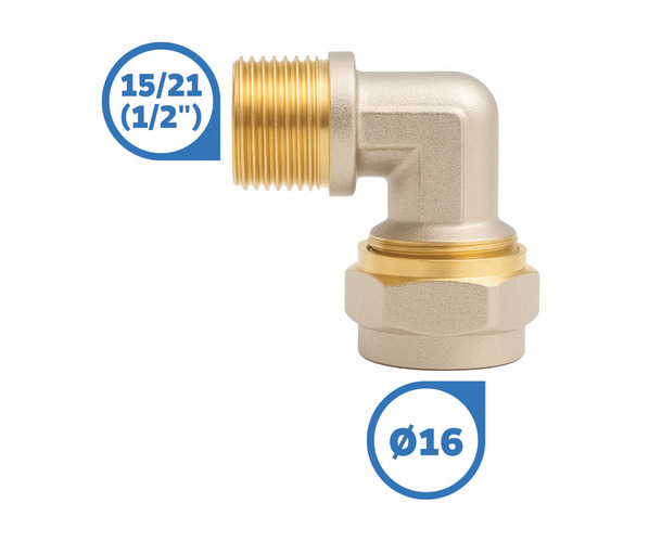 Coude SOMATHERM mâle multicouche Ø16mm M15-21