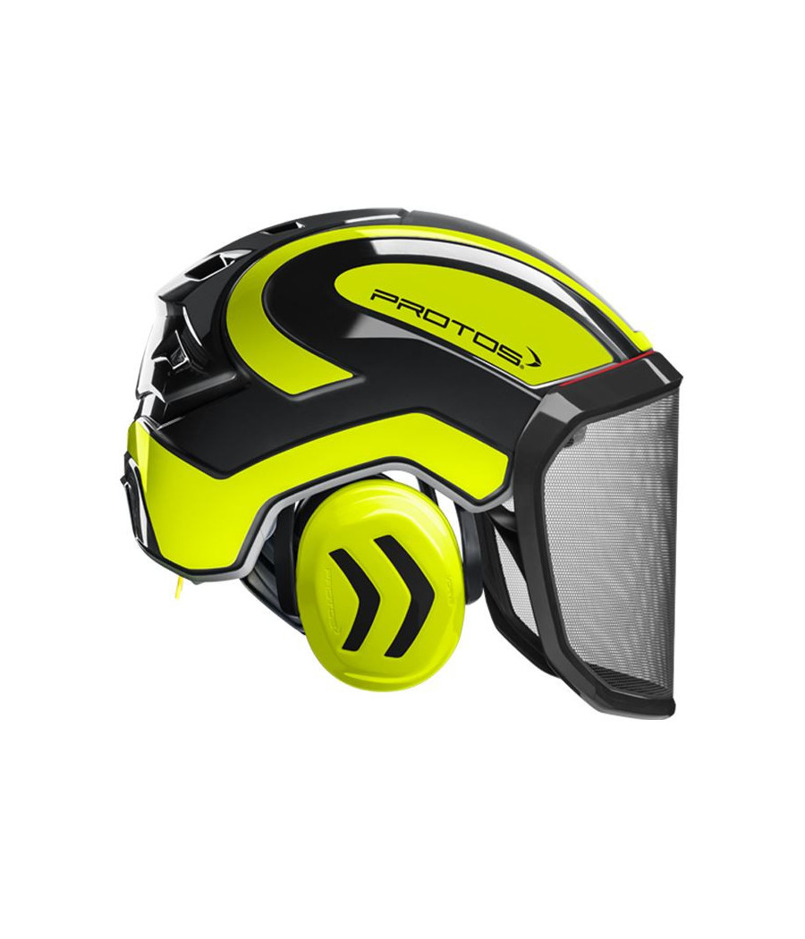 Casque de bûcheronnage PROTOS F39 intégral noir/jaune fluorescent
