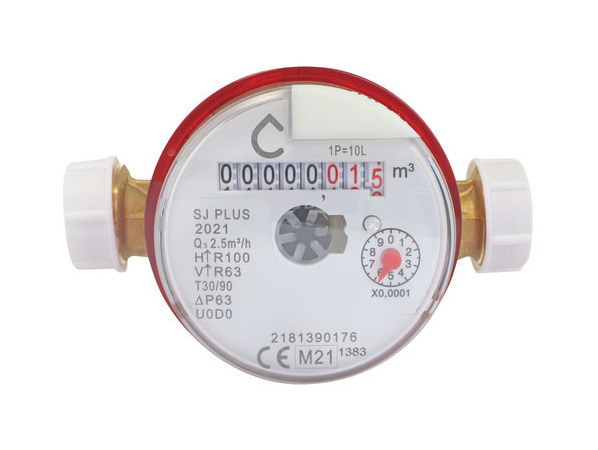 Compteur d'eau chaude calibre 15 double mâle 20/27