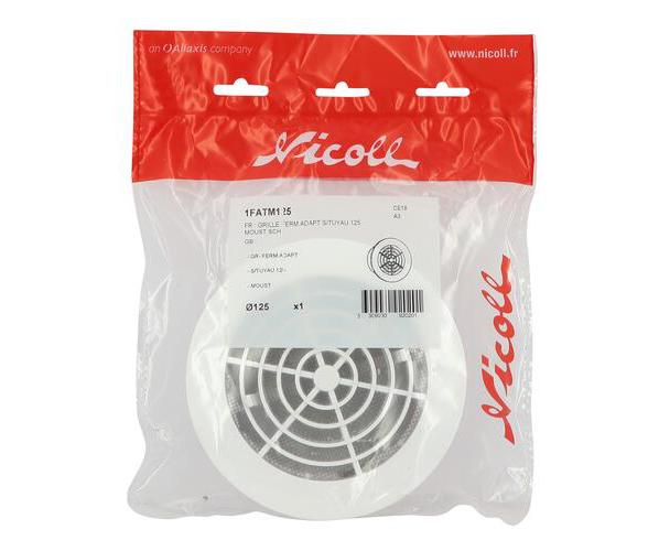 Grille d'aération NICOLL ronde blanche Ø125mm