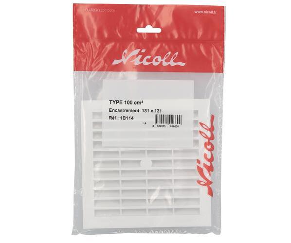 Grille d'aération NICOLL carrée blanche 154x154mm