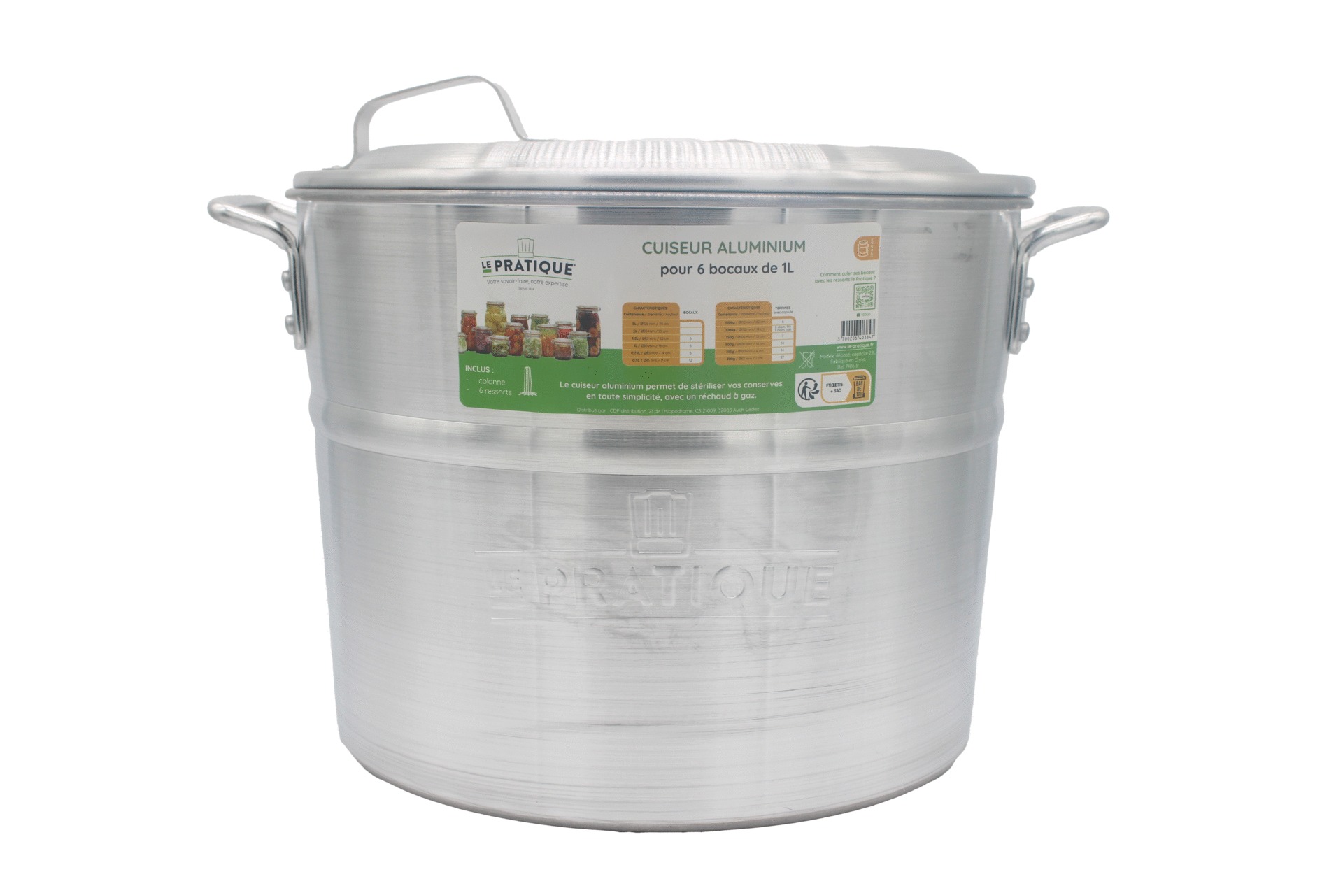 Cuiseur aluminium LE PRATIQUE 25l pour 6 bocaux de 1l