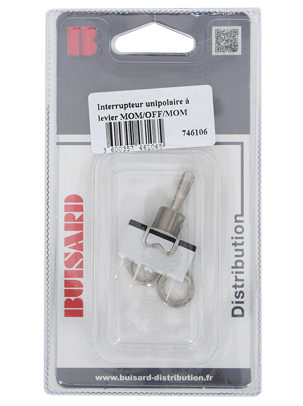 Interrupteur APEM unipolaire MOM/OFF/MOM 3 broches