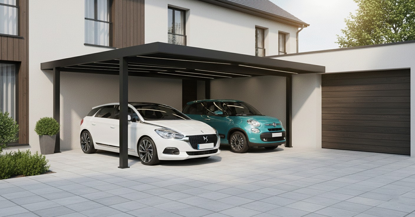 Carport double métal GREEN OUTSIDE Actual Duo 515x600cm