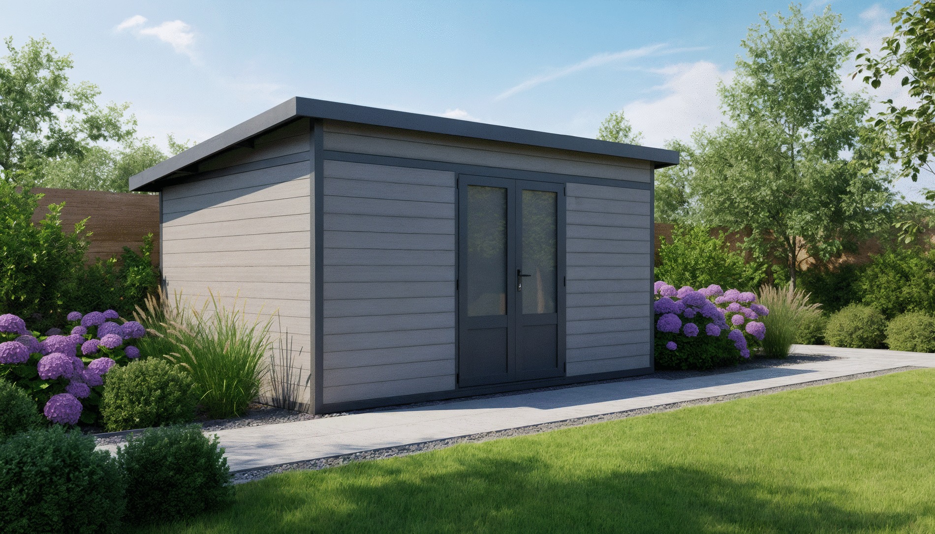 Abri jardin composite GREEN OUTSIDE Eazy Lodge 19m² gris