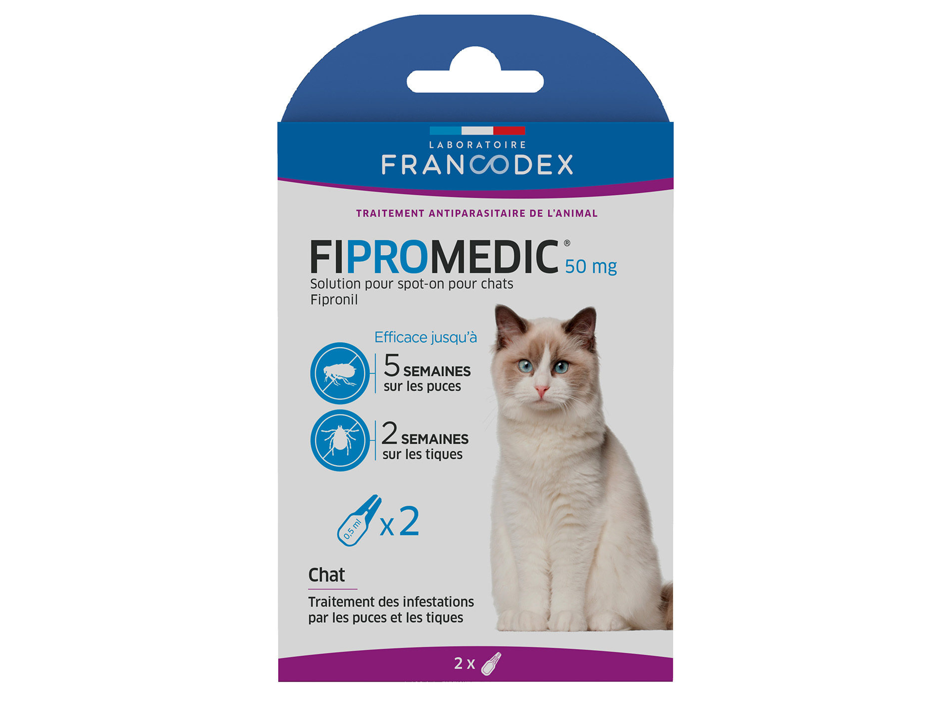 Anti-puces et tiques pour chat FIPROMEDIC x2