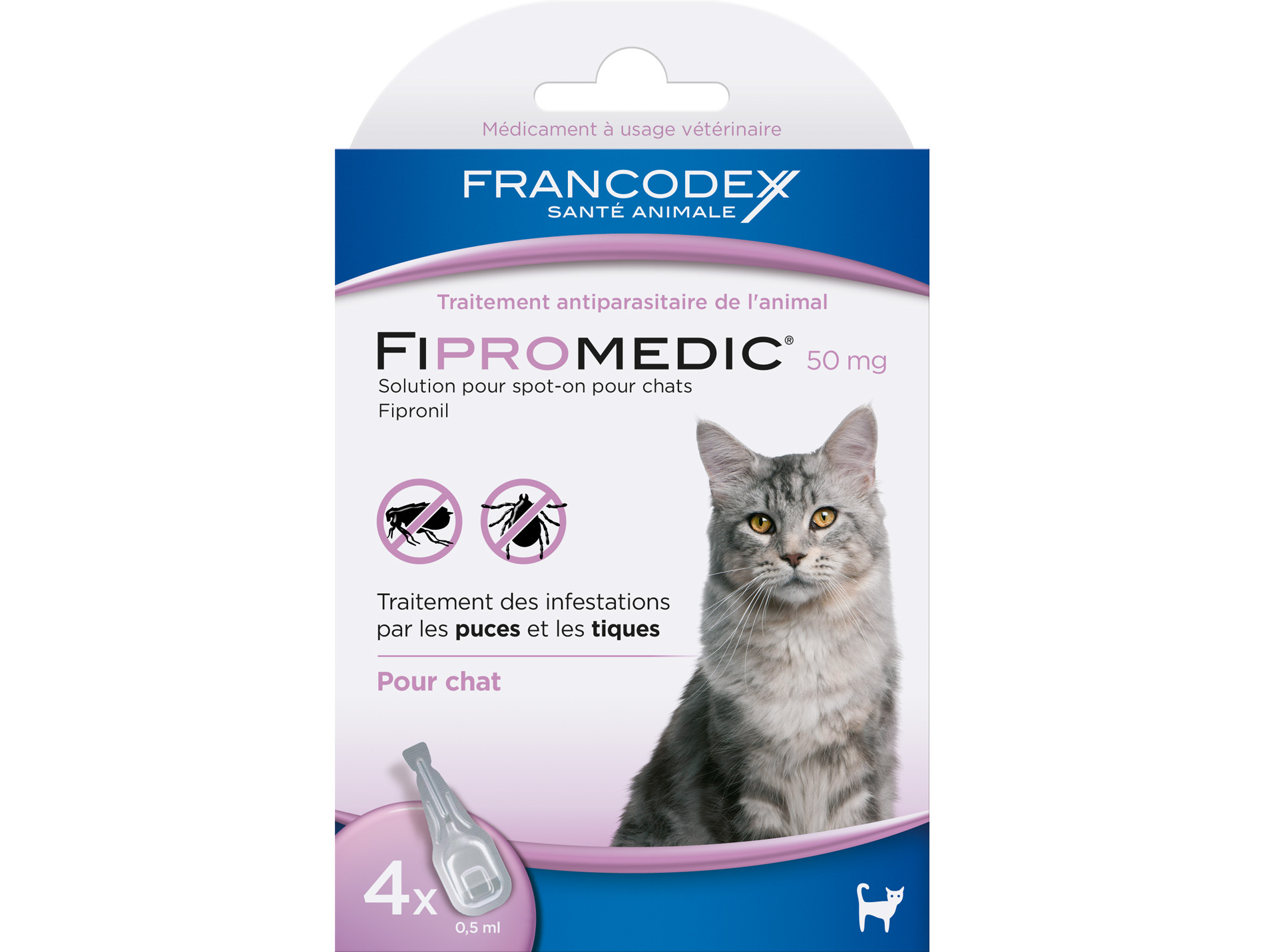 Anti-puces et tiques pour chat FIPROMEDIC x4