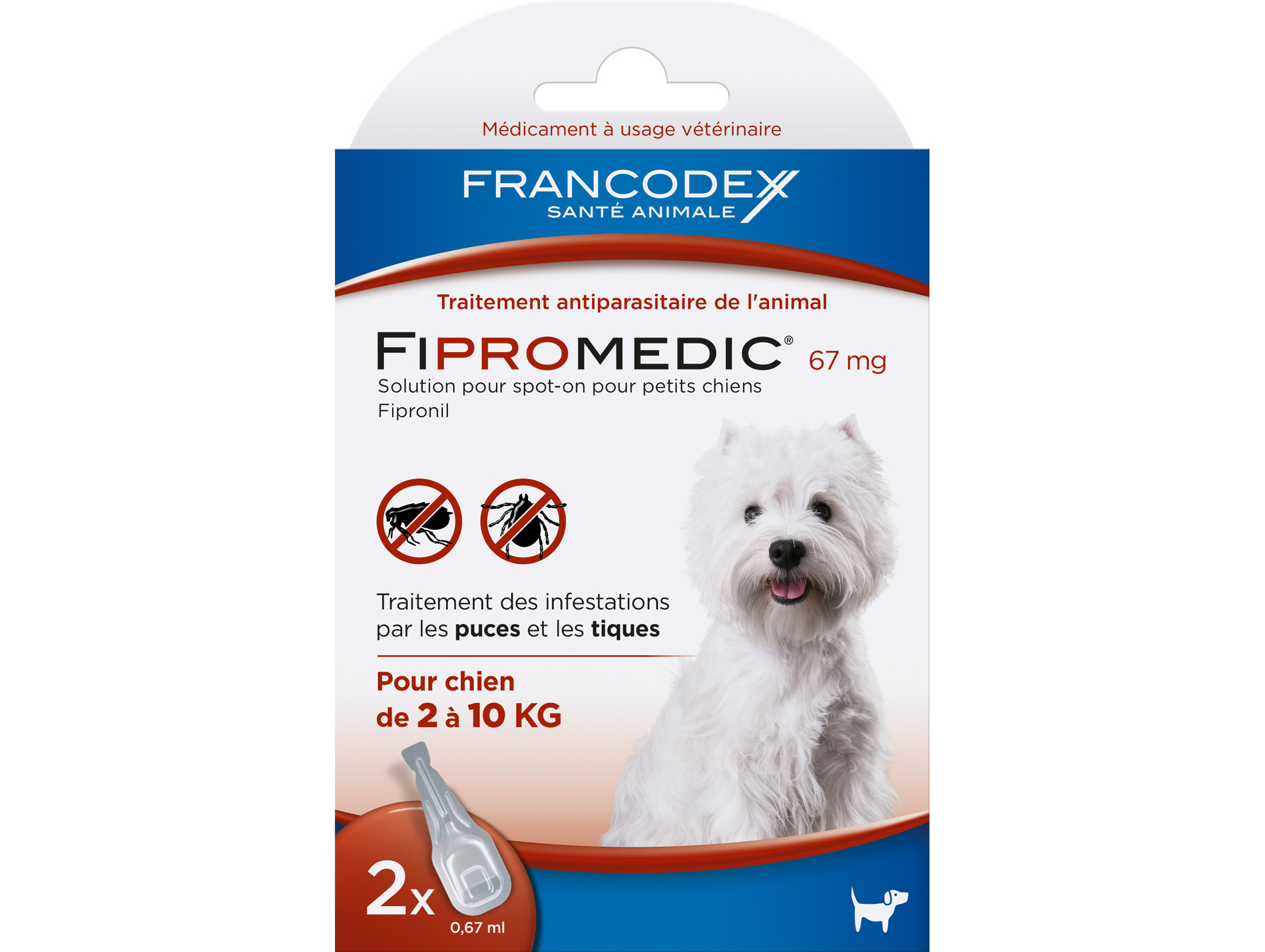 Anti puces et tiques petit chien FIPROMEDIC 2x0,67ml
