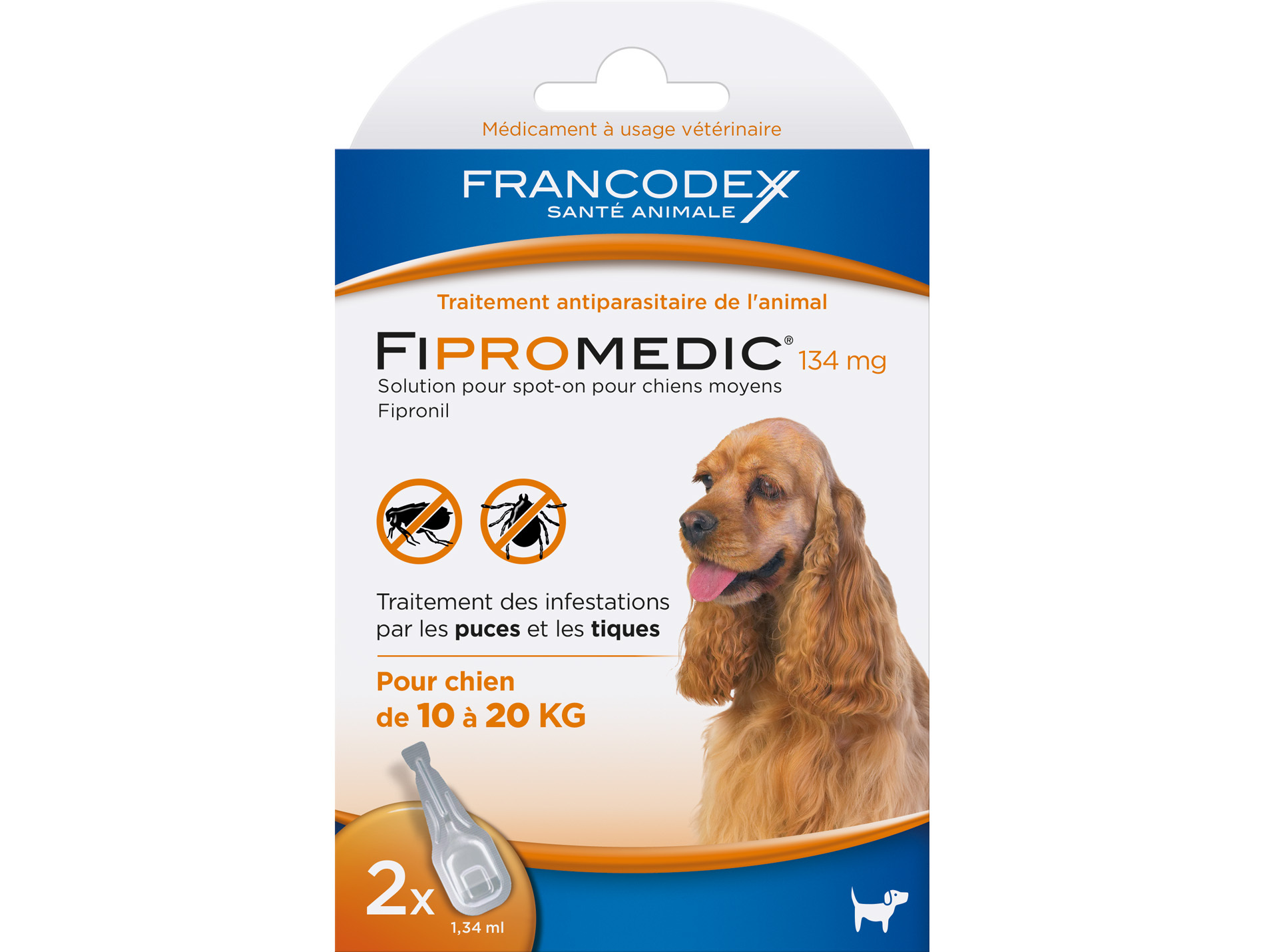 Anti puces et tiques chien moyen FIPROMEDIC 2x1,34ml