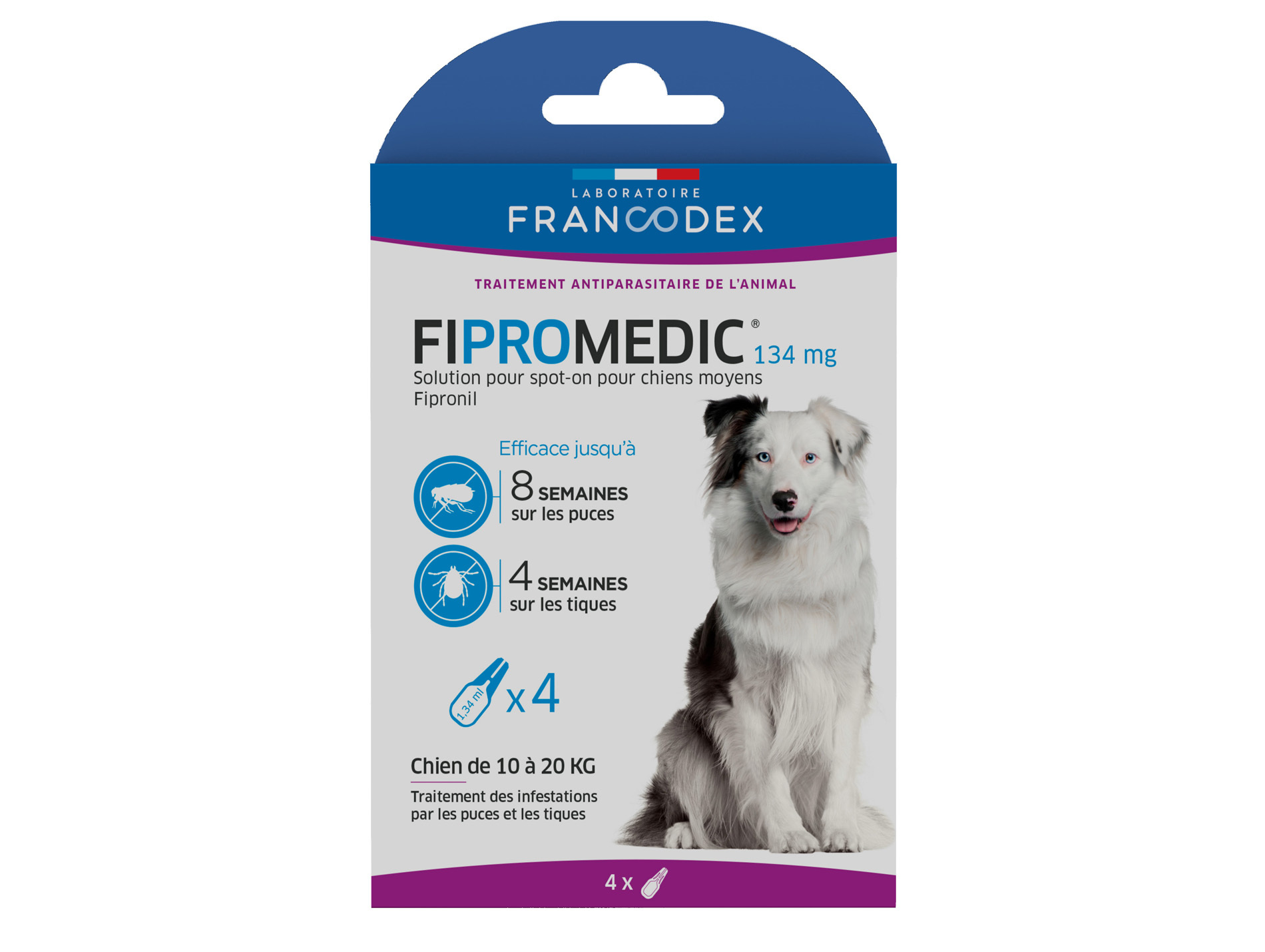 Anti puces et tiques chien moyen FIPROMEDIC 4x1,34ml