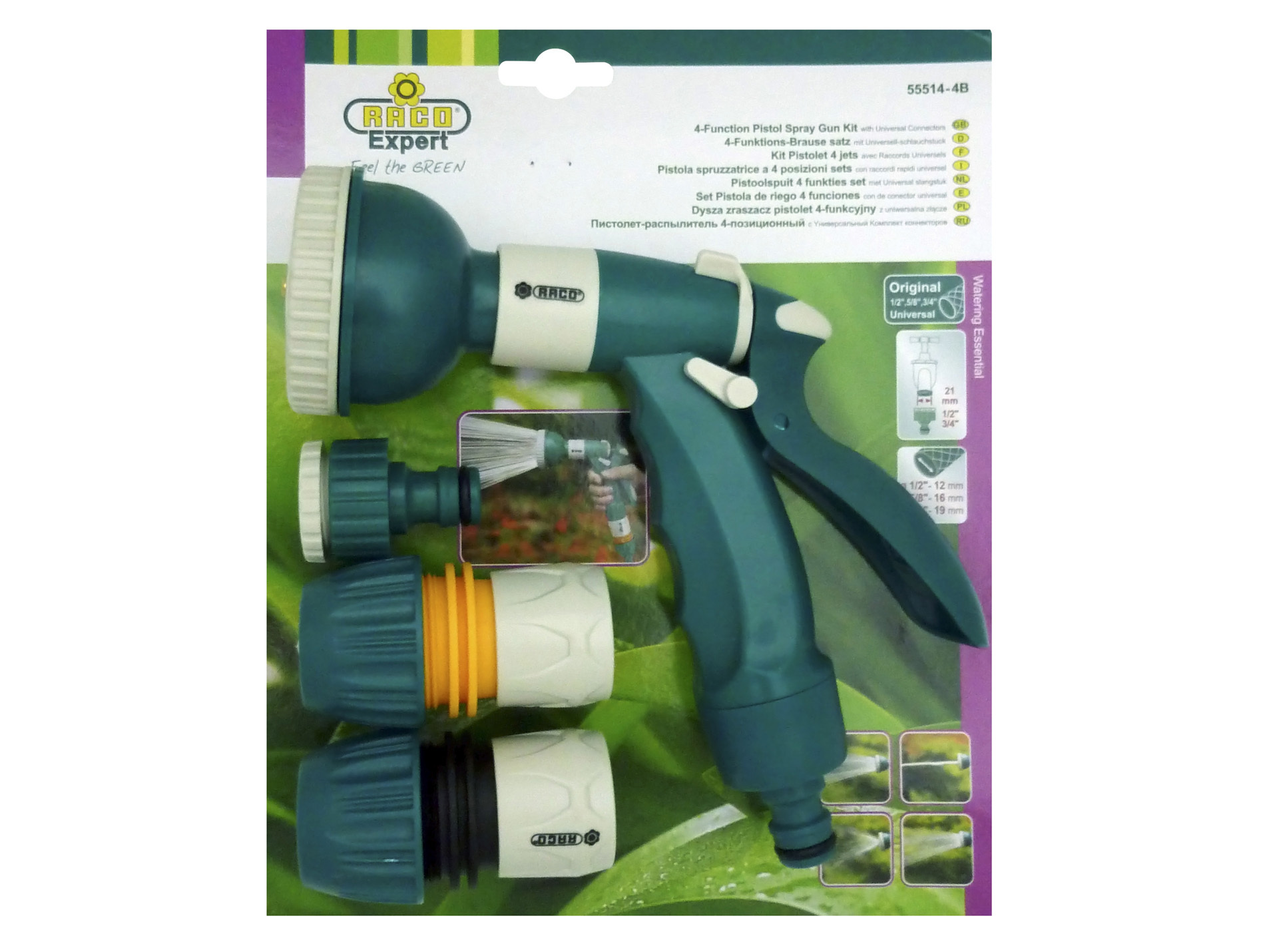 Kit pistolet d'arrosage"Original" universel - 4 pièces