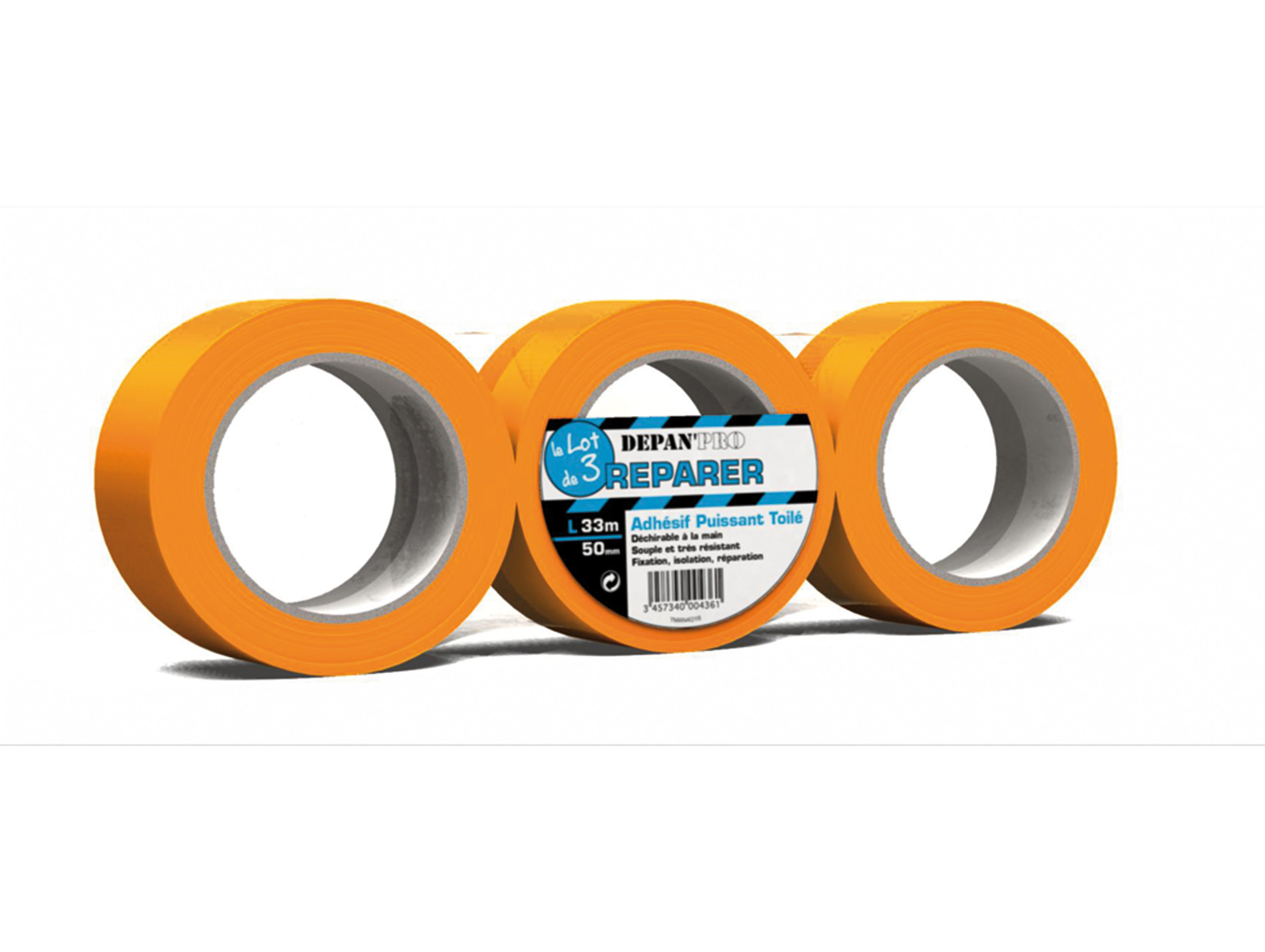 Adhésif multiusage orange 33m x 50mm x3