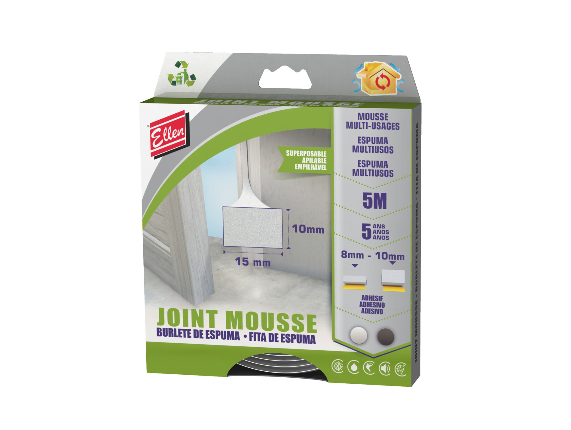 Joint mousse multi-usages blanc 5m