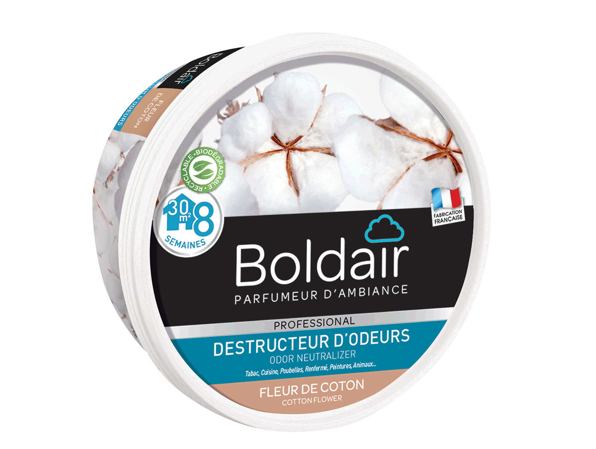 Gel destructeur d'odeurs Boldair Fleur de coton 300g
