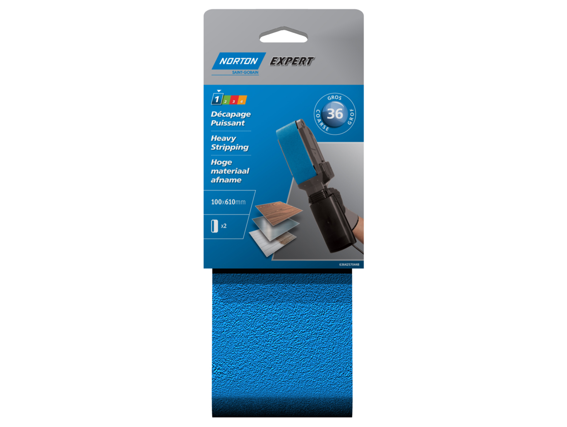 2 bandes abrasives 100x610mm grain 36 NORTON