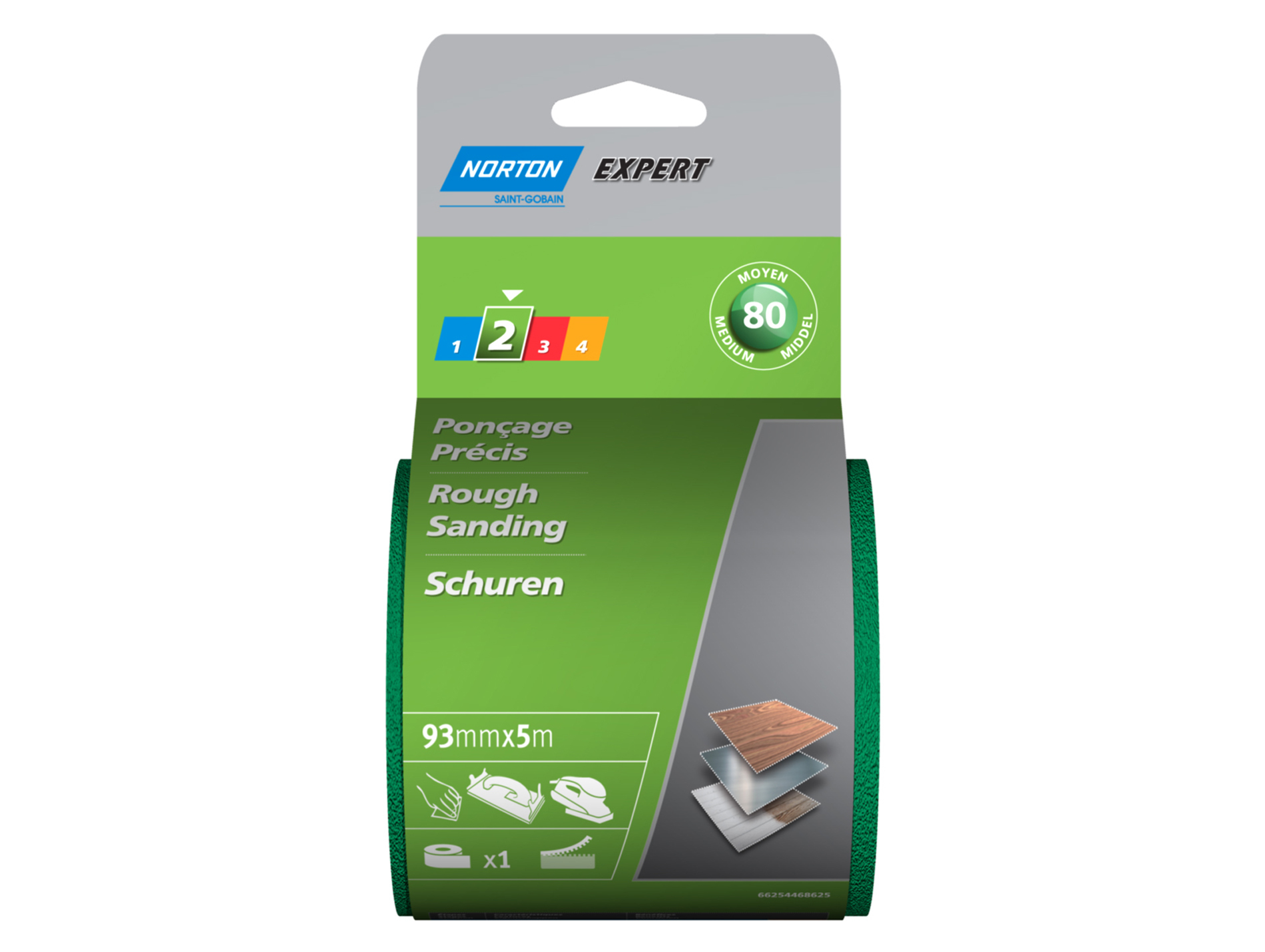 Rouleau abrasif auto-agrippant 93mm x 5m grain 80