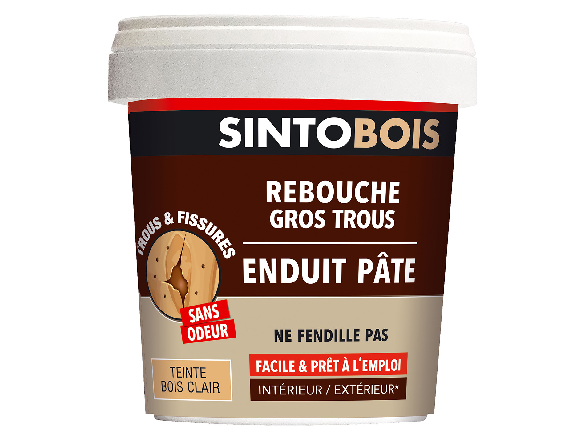 Rebouche bois SINTOBOIS pour gros trous et fissures 1kg