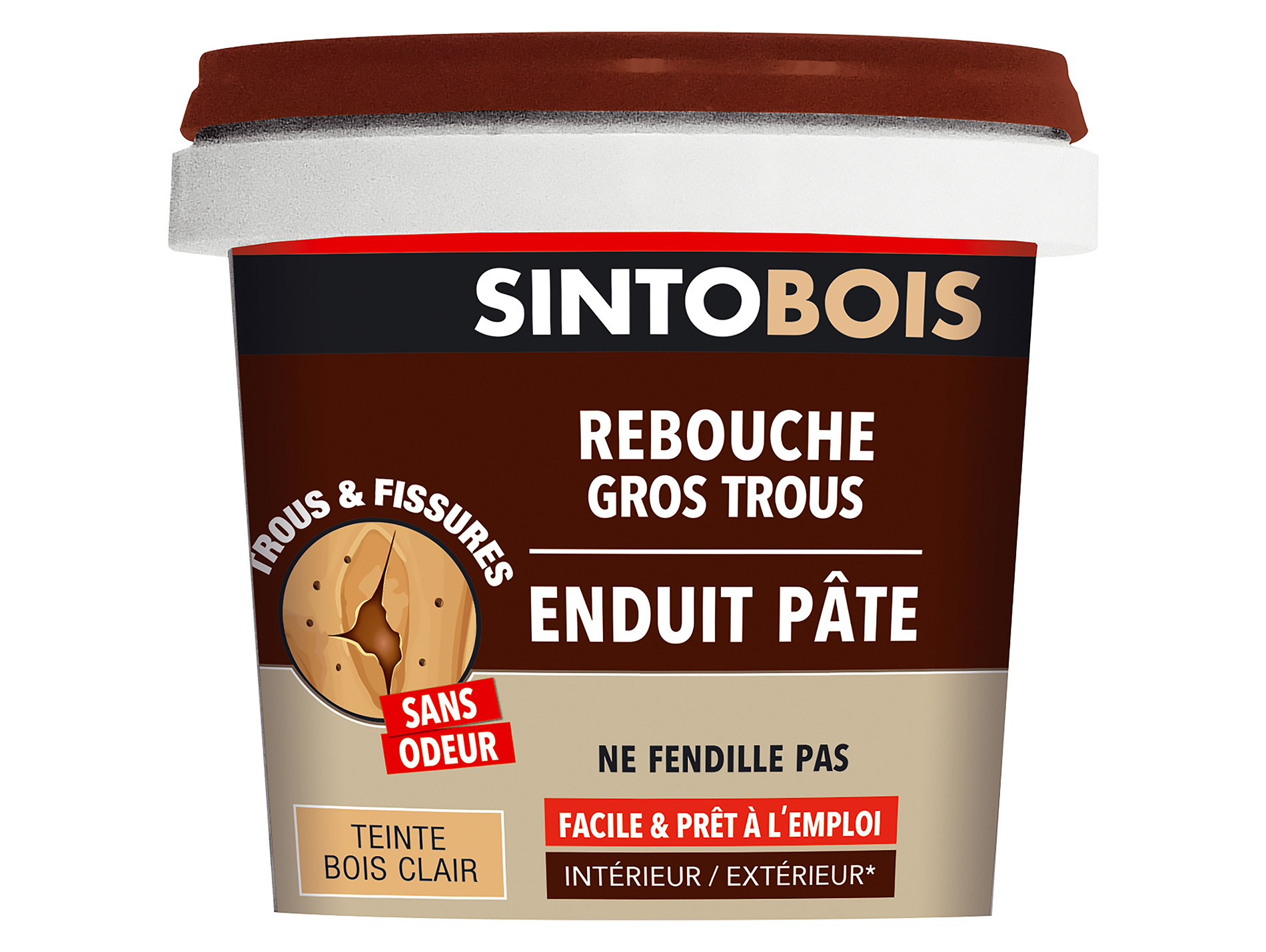 Rebouche bois SINTOBOIS pour gros trous et fissures 500g