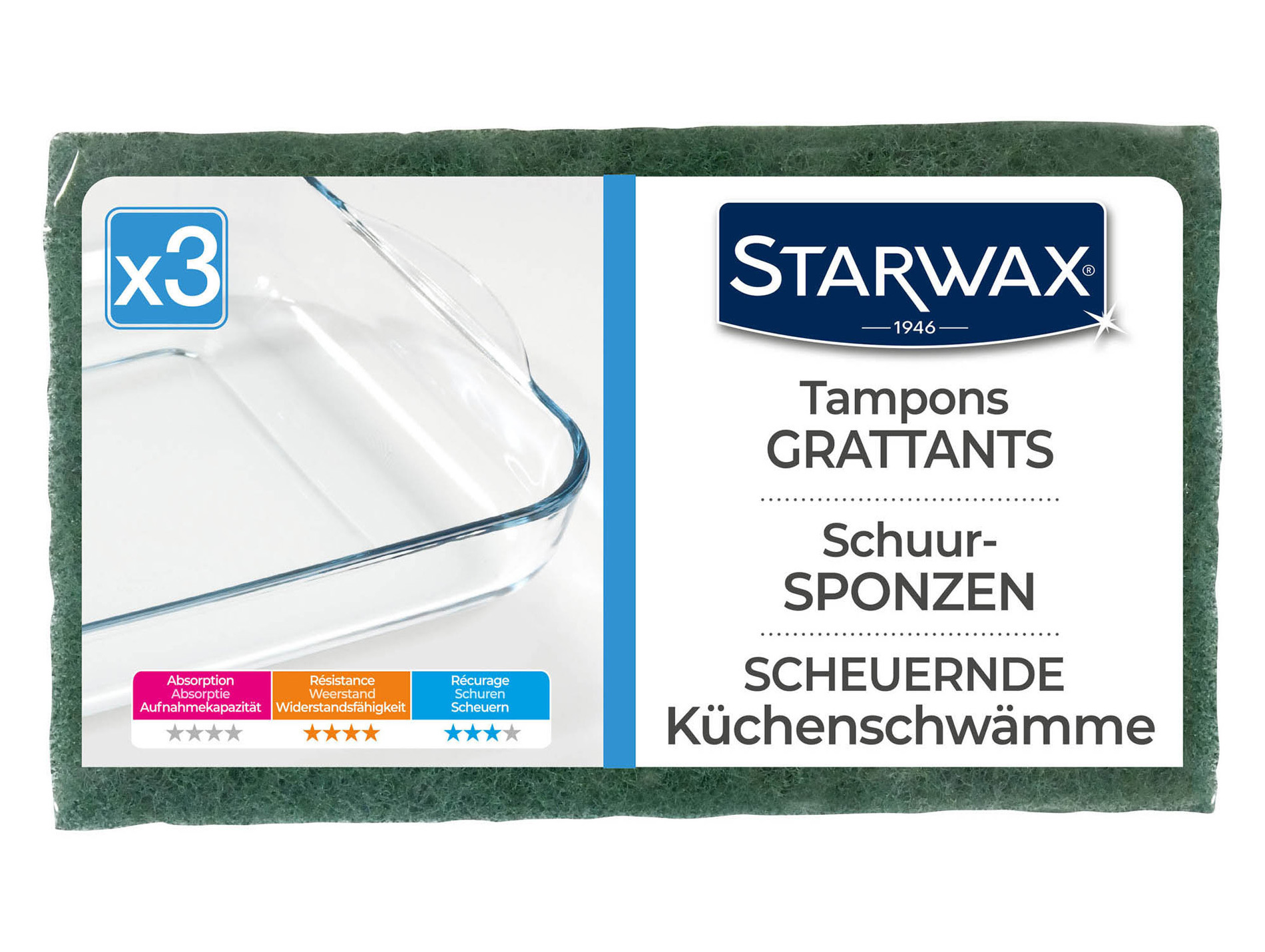 Tampon à récurer STARWAX 90x150mm x3
