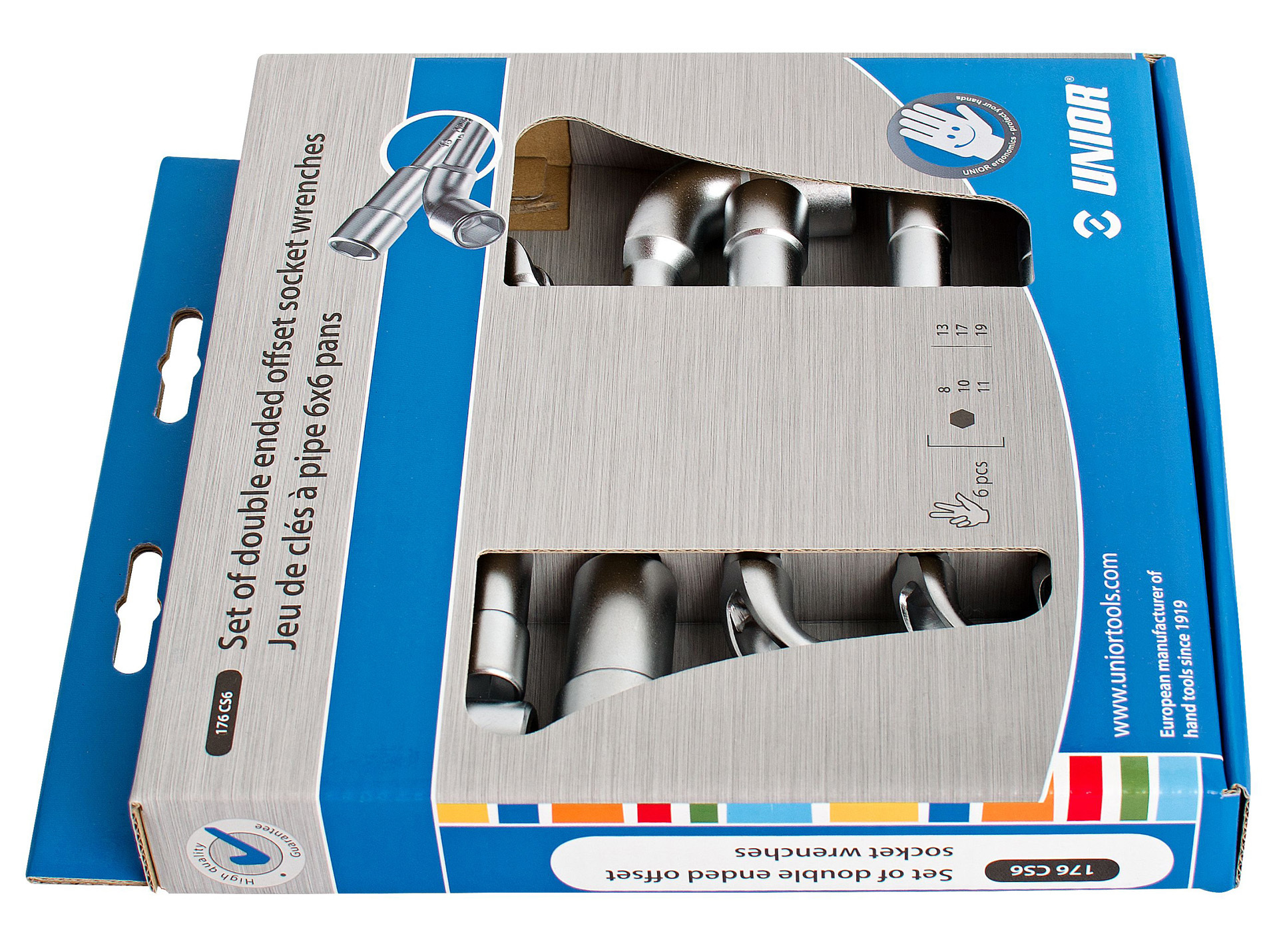 6 clés à pipe UNIOR 6 pans 8-19mm