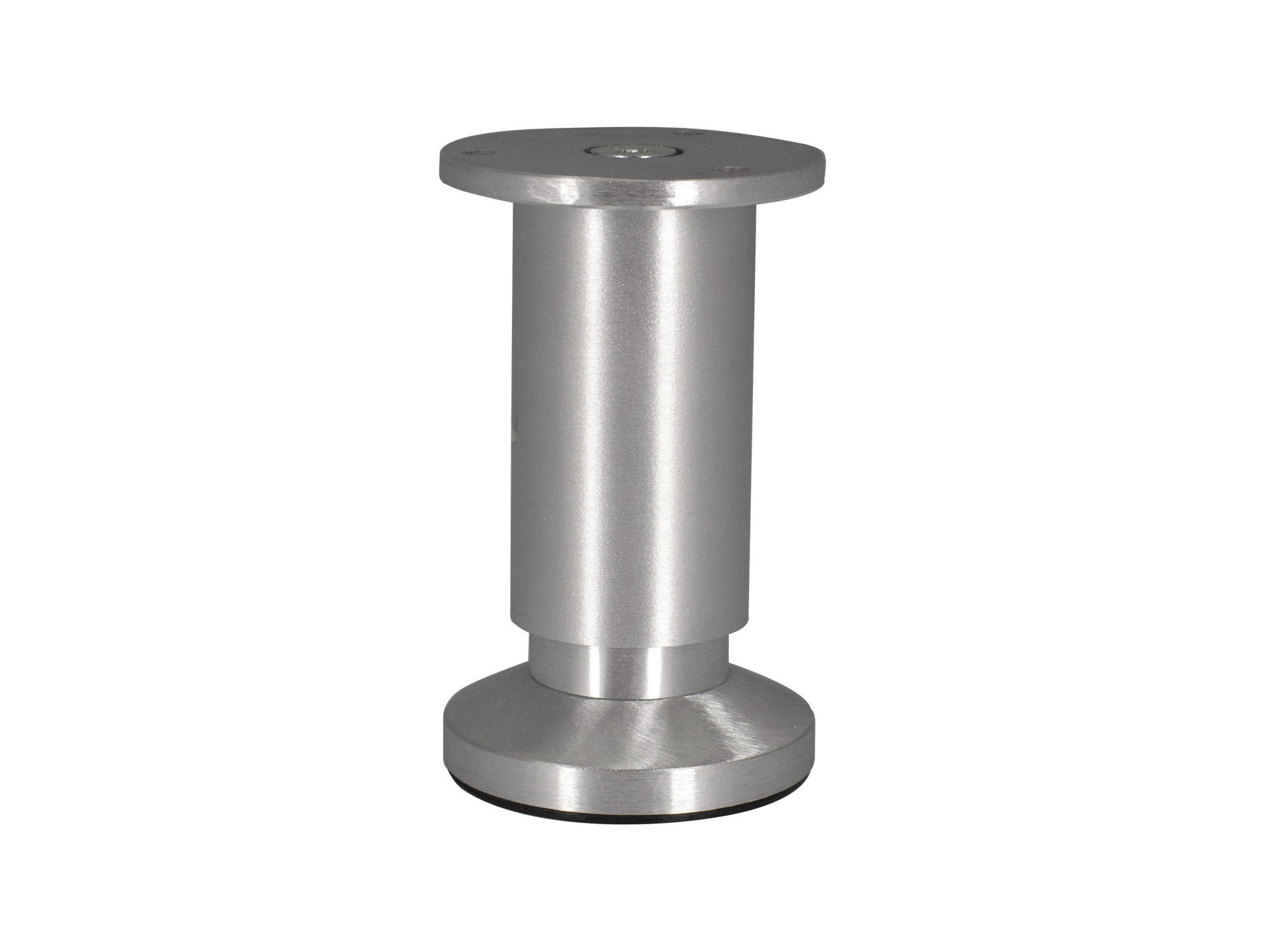 Pied rond ø38mm H.100mm vérin réglable aluminium mat