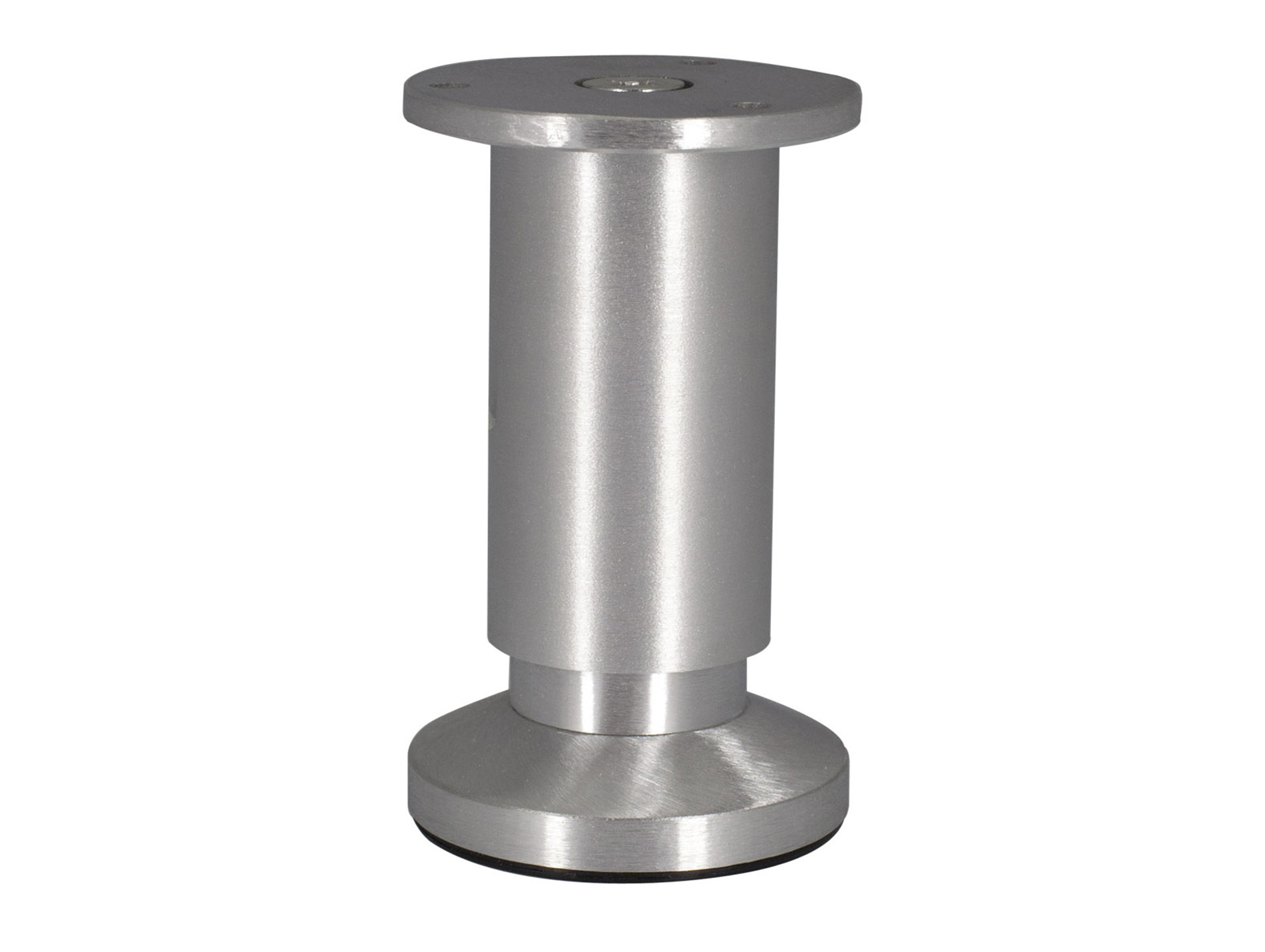 Pied rond ø38mm H.120mm vérin réglable aluminium mat
