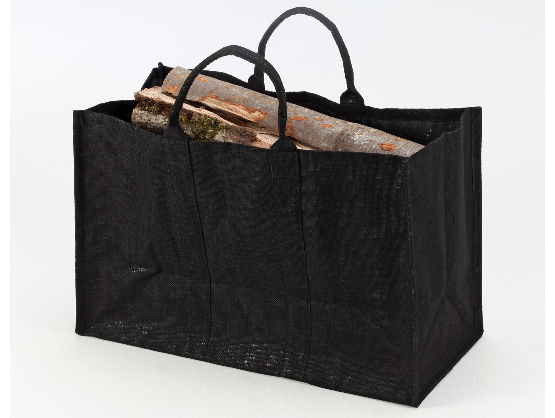 Sac à bûches noir Natureo jute L63 x P28 x H41