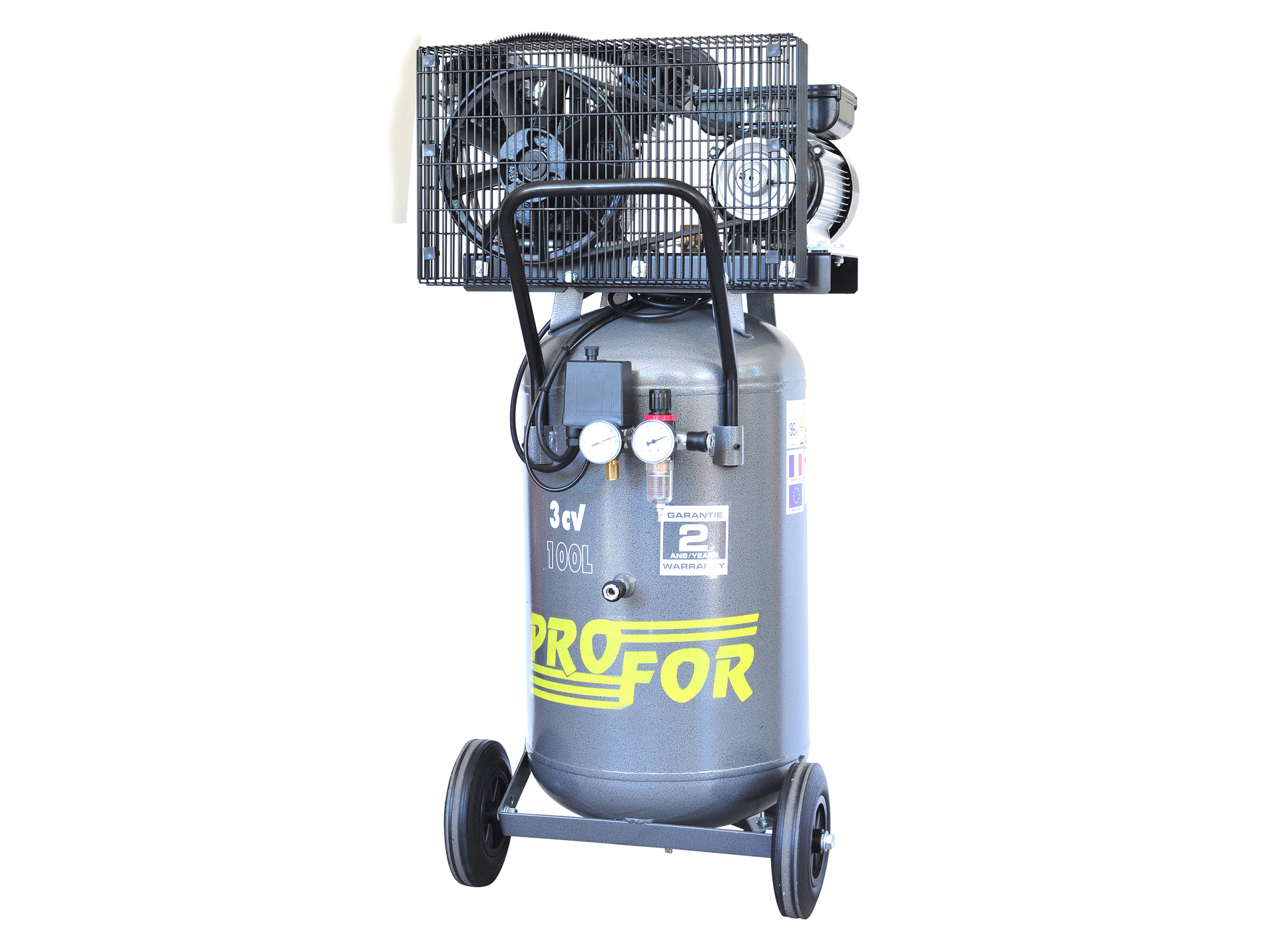 Compresseur vertical à courroie bi-cylindre 100L 3 cv