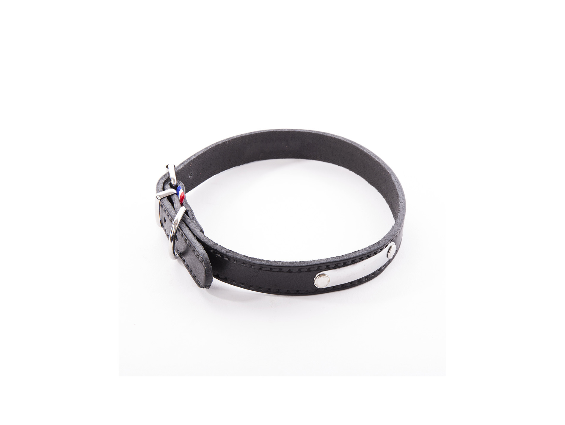 Collier cuir riveté MARTIN SELLIER l.20mm L.50cm noir