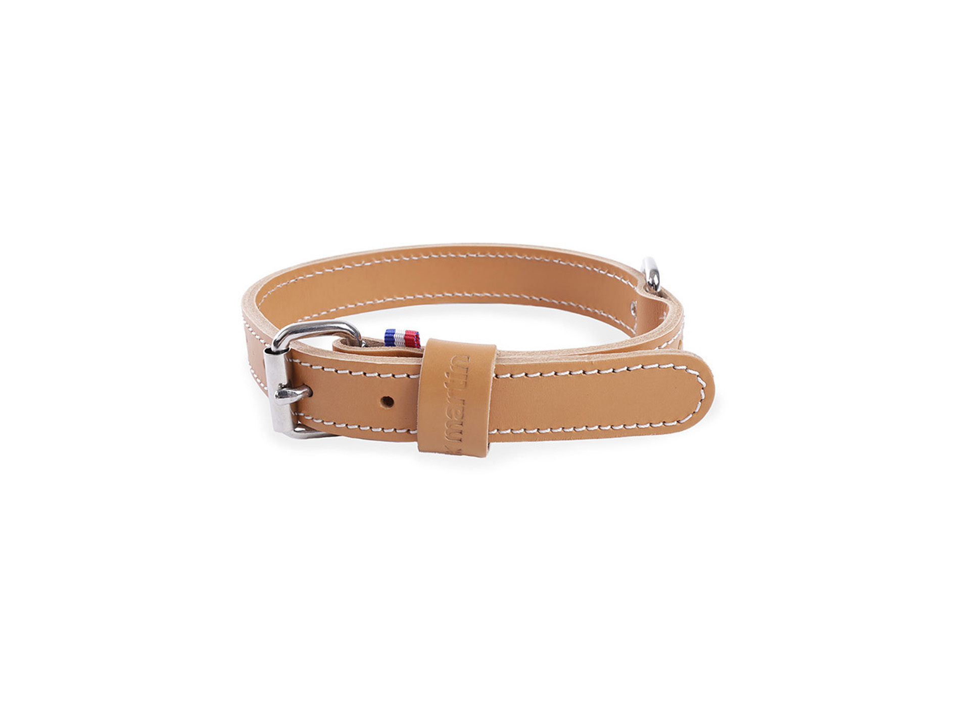 Collier cuir double épaisseur MARTIN SELLIER l.30mm L.65cm naturel