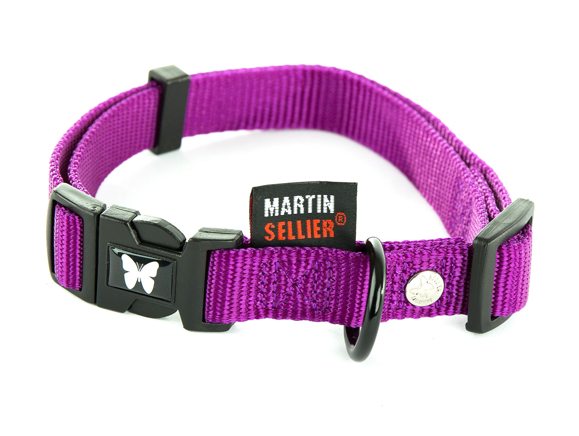 Collier en nylon réglable MARTIN SELLIER l.10mm L.30cm mauve