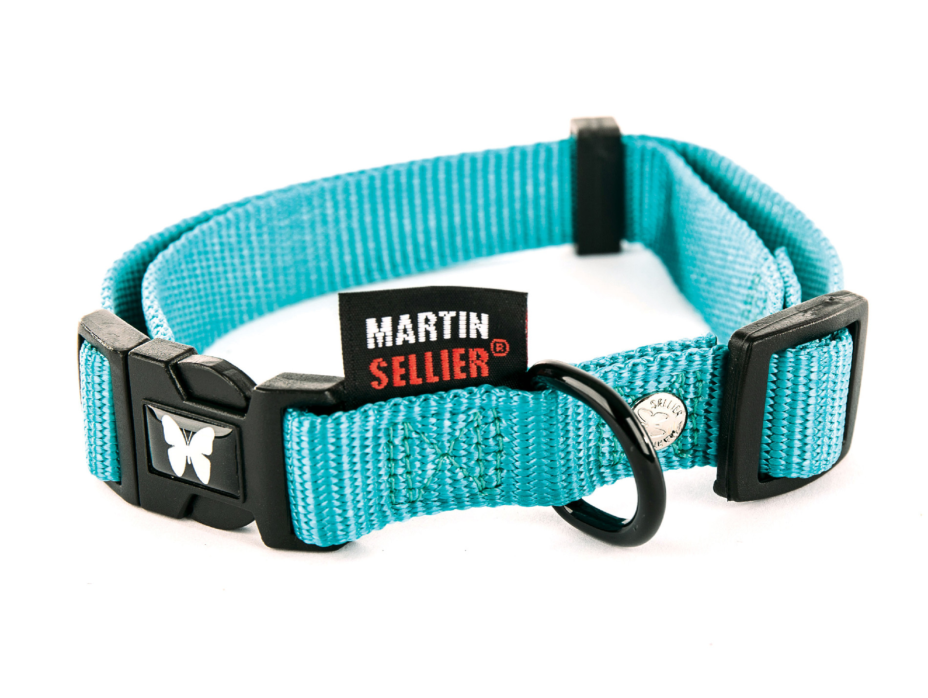Collier en nylon réglable MARTIN SELLIER l.10mm L.30cm turquoise