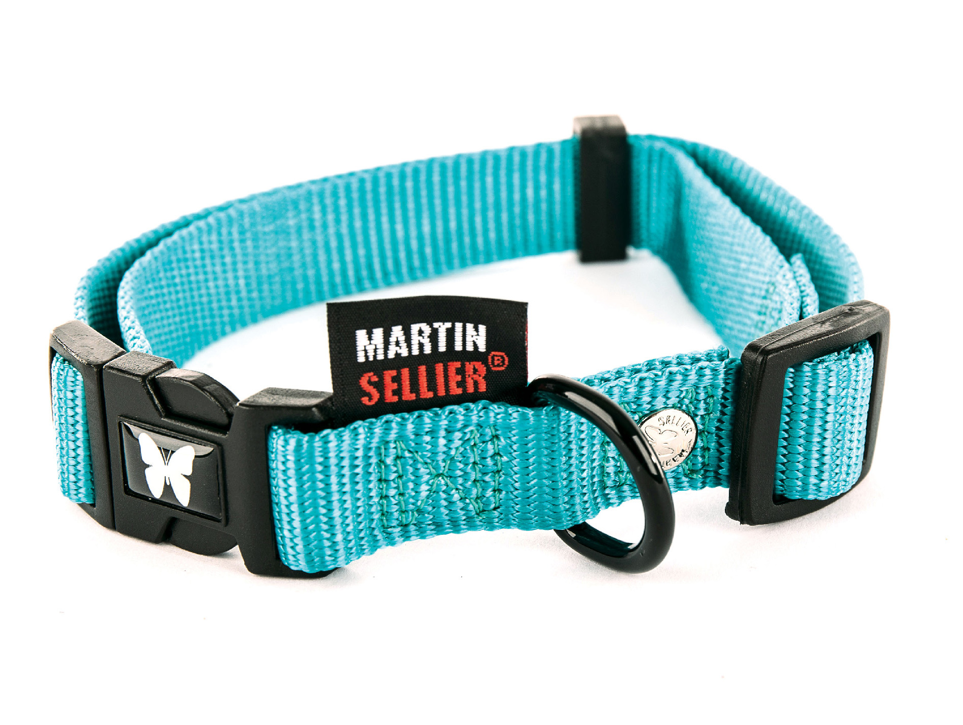 Collier en nylon réglable MARTIN SELLIER l.16mm L.45cm turquoise