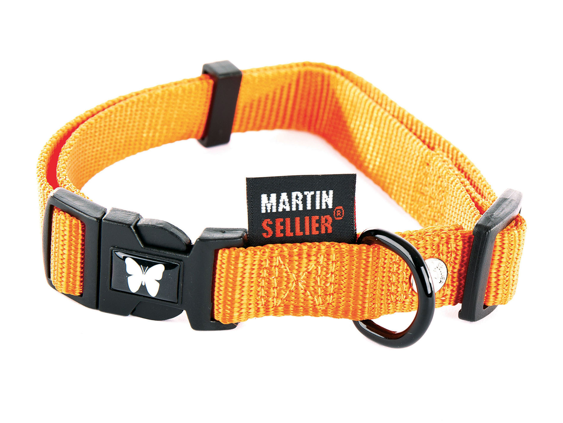 Collier en nylon réglable MARTIN SELLIER l.25mm L.65cm orange