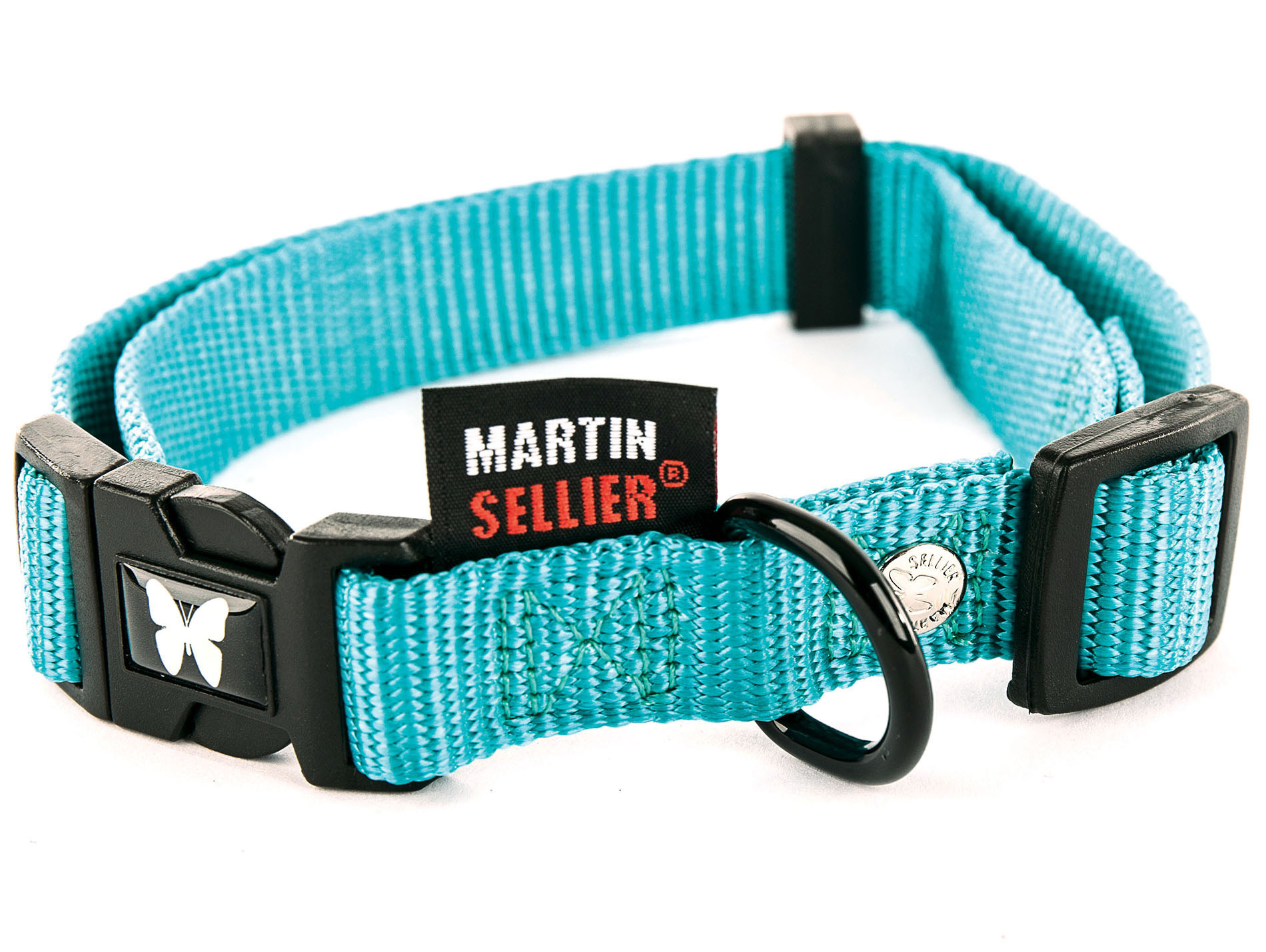 Collier en nylon réglable MARTIN SELLIER l.25mm L.65cm turquoise