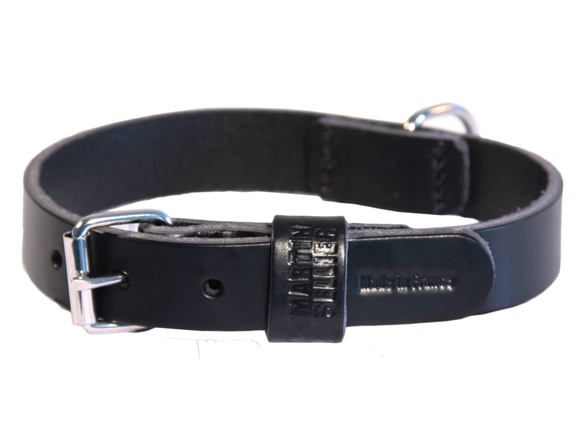 Collier cuir MARTIN SELLIER l.16mm L.30cm noir