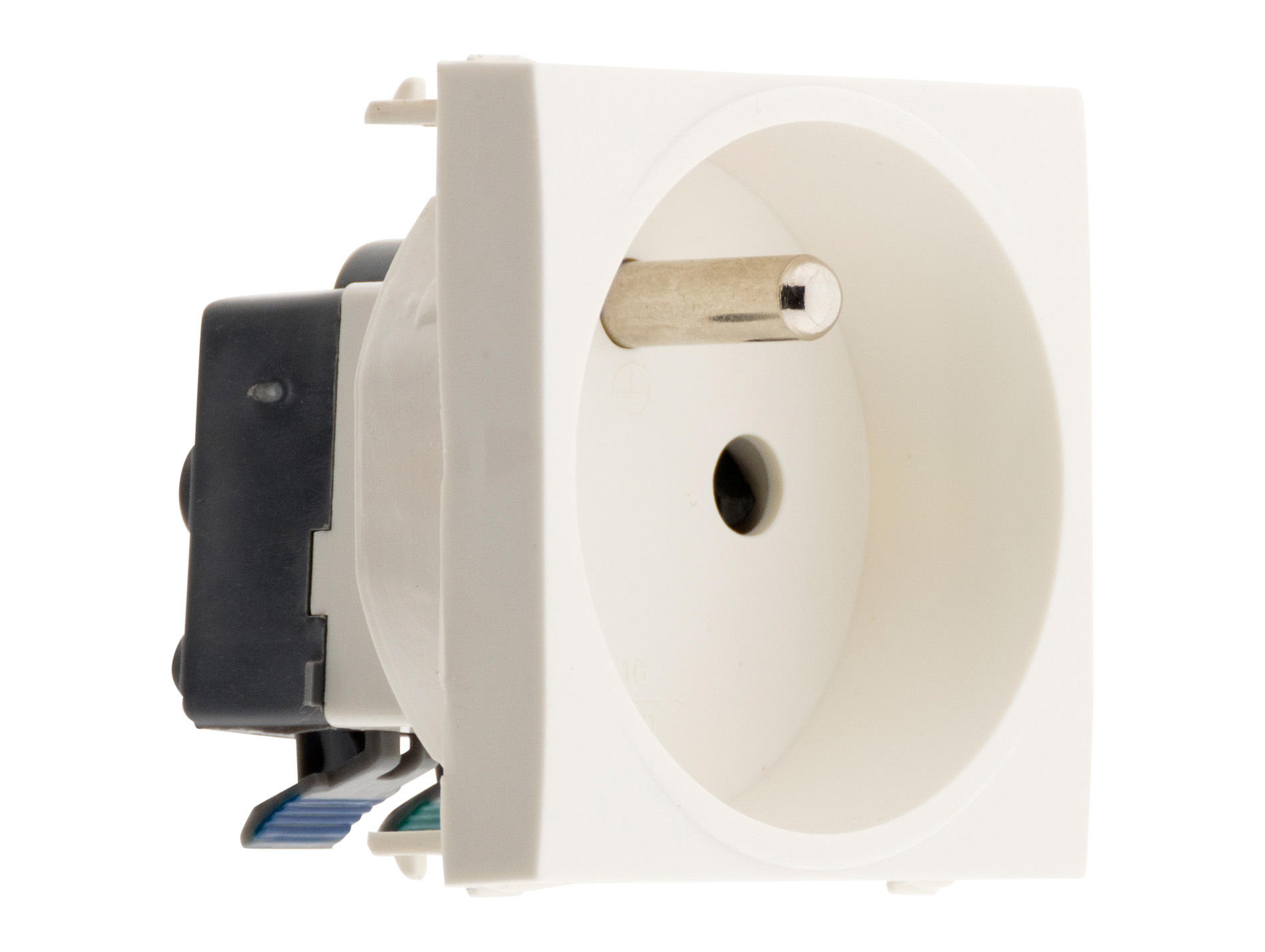 Prise 2P+T connexion auto module large blanc