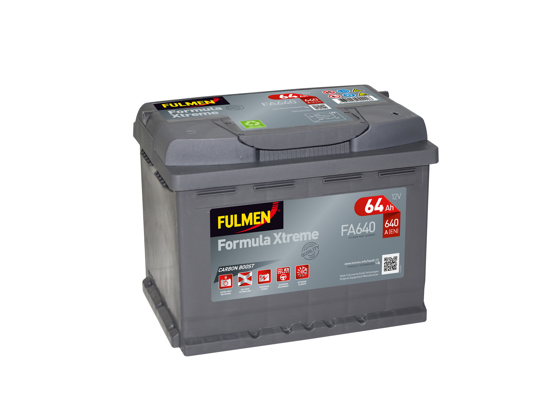 Batterie 12V FULMEN Xtreme FA640 64Ah 640A +D
