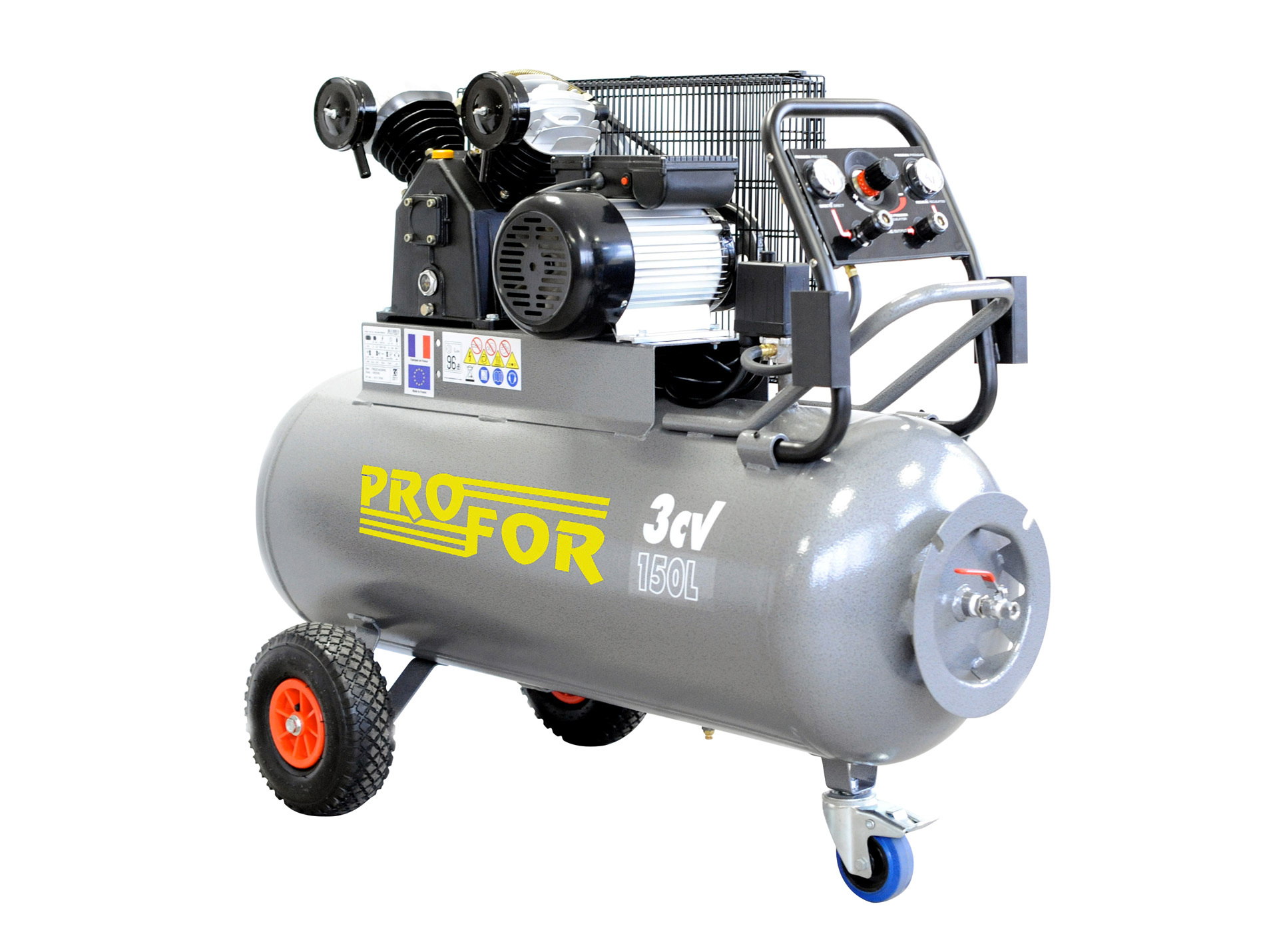 Compresseur à courroie bi-cylindre triphasé 150L 3 cv