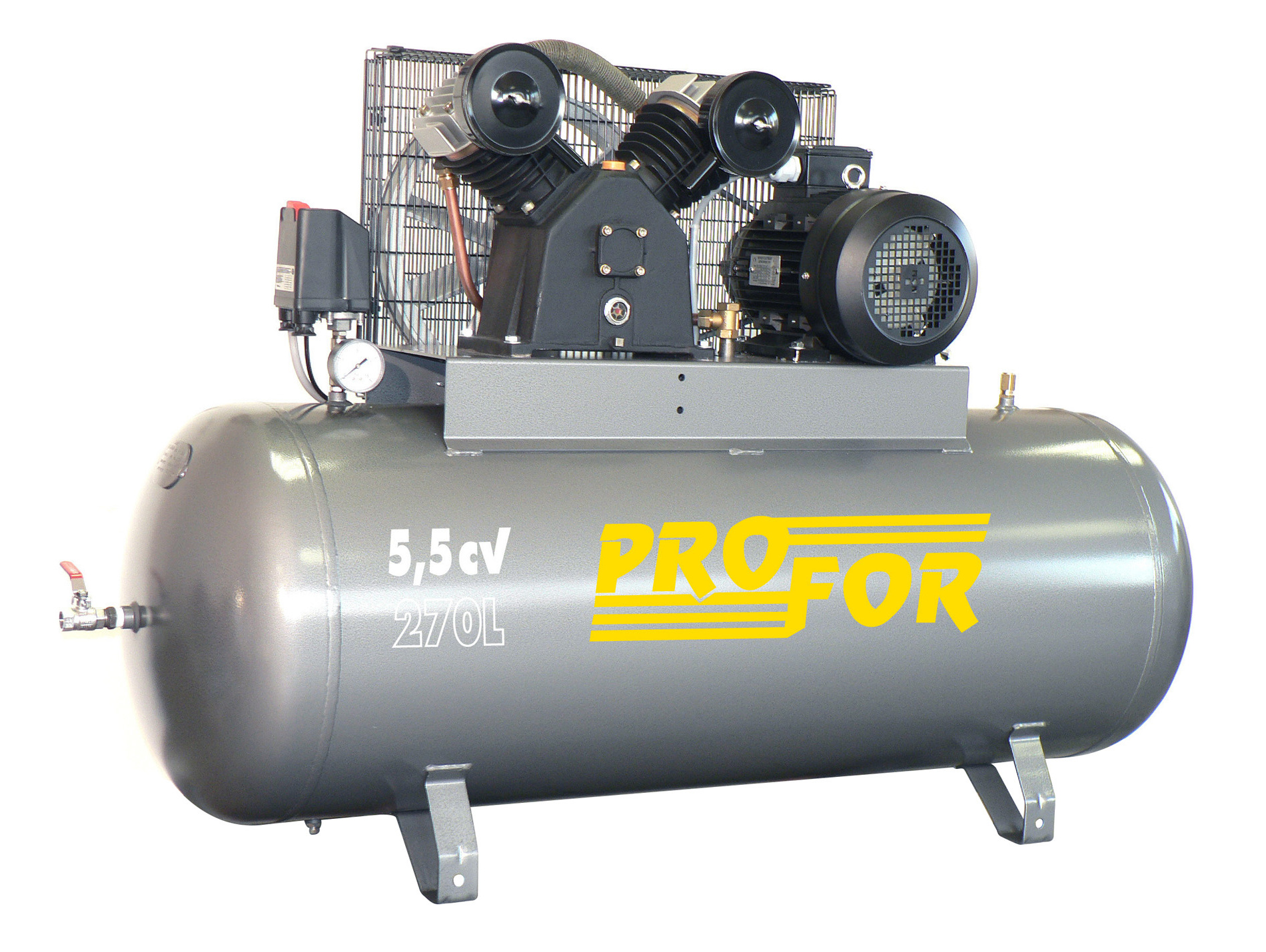 Compresseur à courroie bi-cylindre 270L 5,5 cv