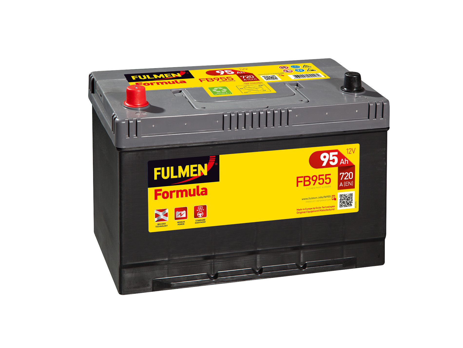 Batterie 12V FULMEN Formula FB955 100Ah 720A +G