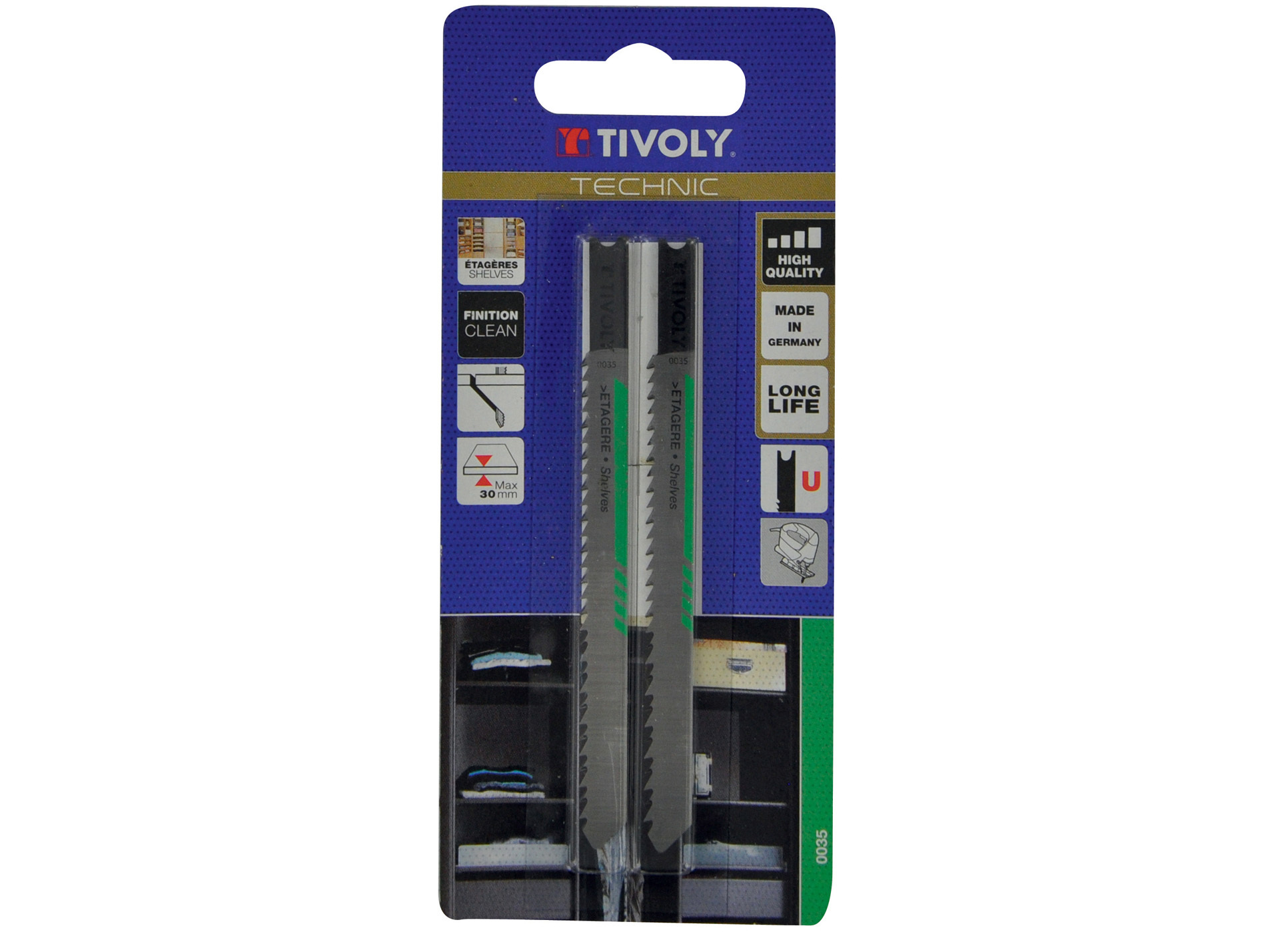 2 Lames scie sauteuse HCS finition étagères U 30mm