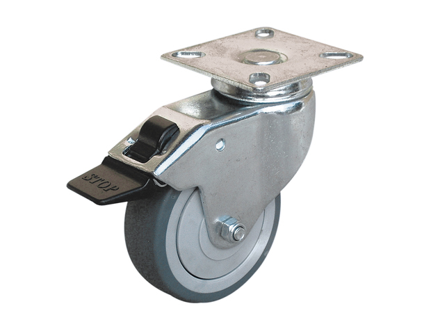 Roulette pivotante monture acier + frein GUITEL Ø75mm