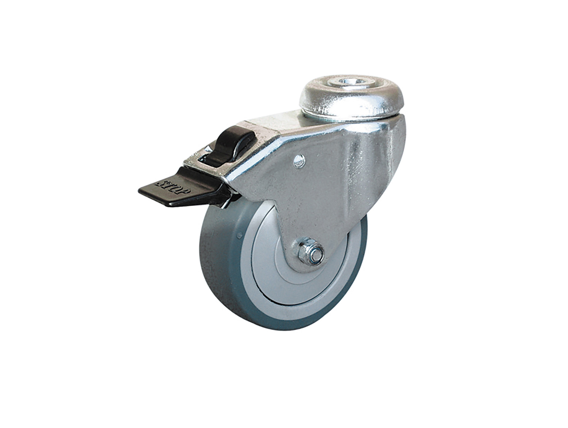 Roulette Uniroll pivotante à frein et tige GUITEL Ø100mm