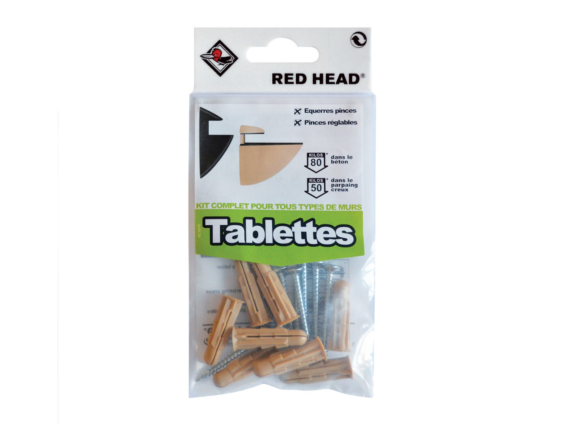 Kit chevilles à expansion pour tablette RED HEAD Ø8mm L.32mm x8