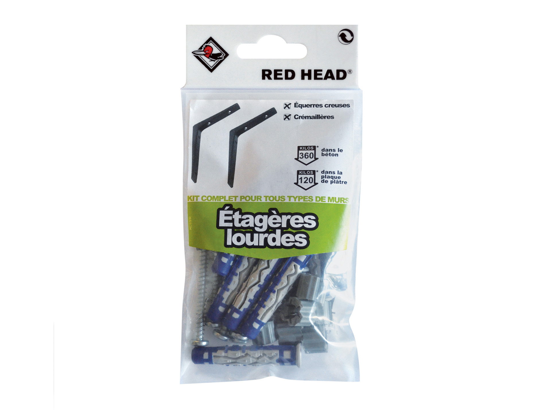 Kit chevilles à expansion étagère lourde RED HEAD Ø8mm L.50mm x8