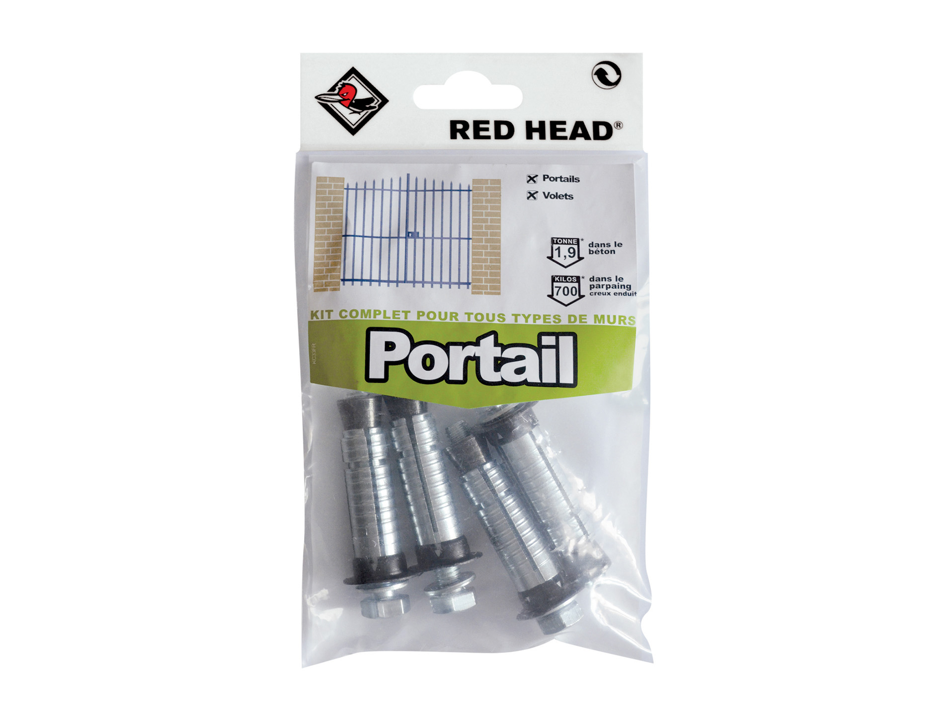 Kit chevilles à expansion pour portail RED HEAD Ø14mm L.55mm x4