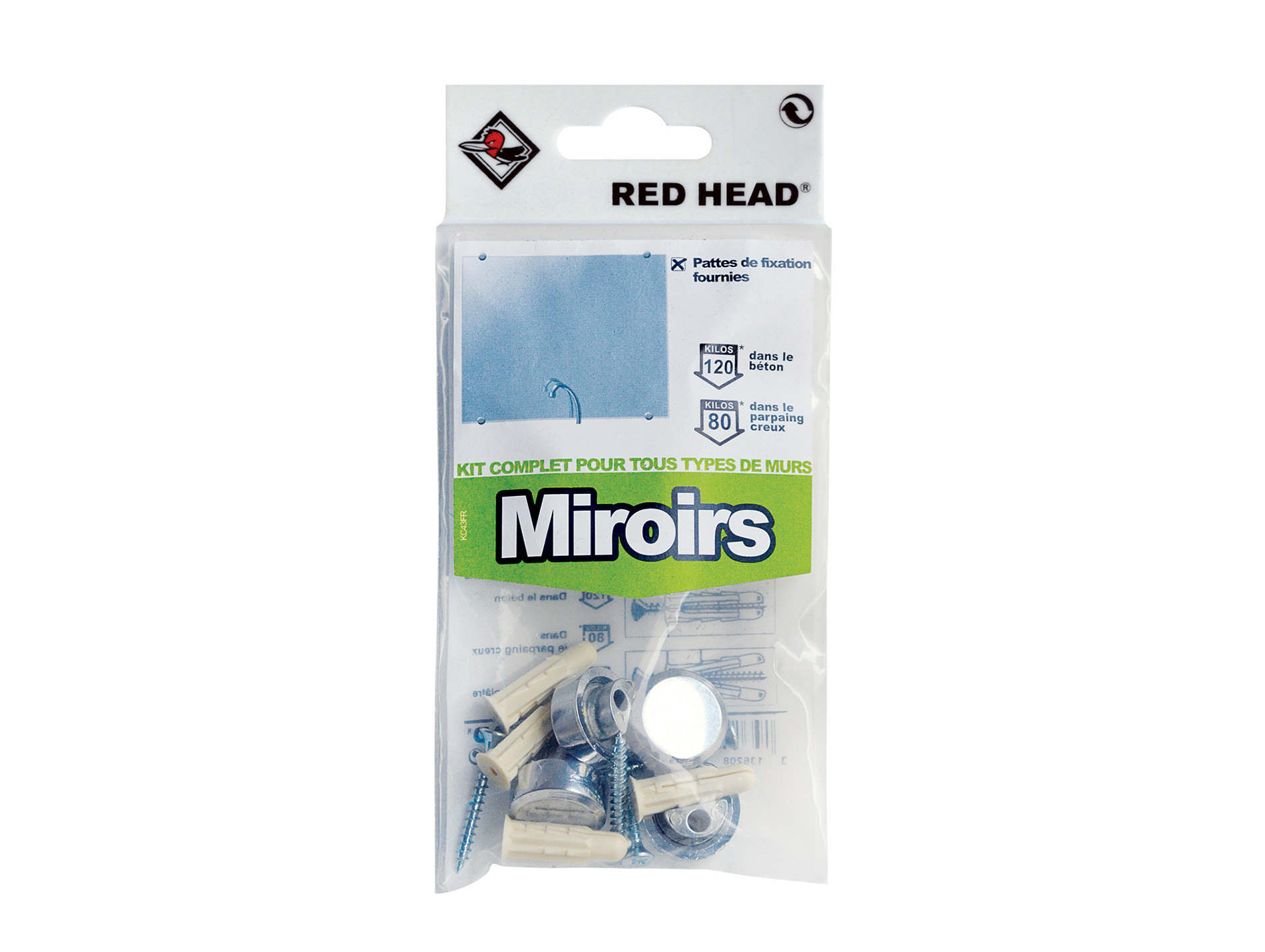 Kit chevilles à expansion miroir RED HEAD Ø6mm L.25mm x4