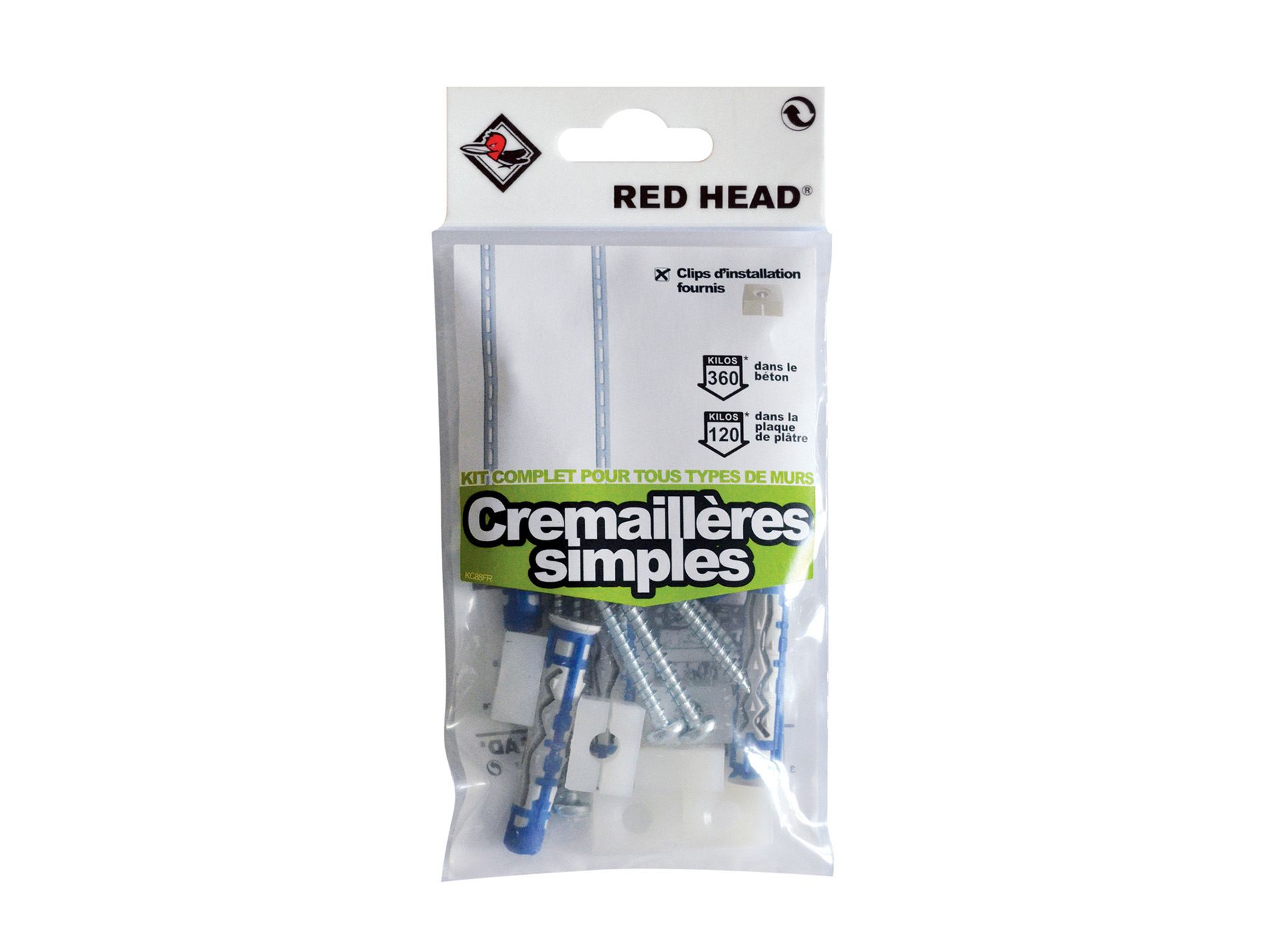 Kit chevilles à verrouillage crémaillères simples RED HEAD Ø8mm x6