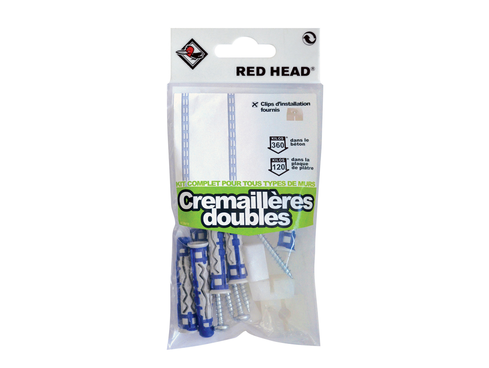 Kit chevilles à verrouillage crémaillères doubles RED HEAD Ø8mm x6